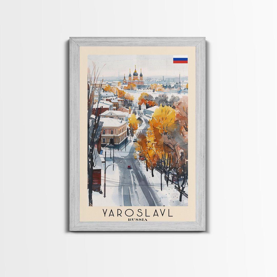 Yaroslavl Russia Travel Poster Framed Canvas Print, Watercolor Painting, Scenic Wall Art, Home Decor, Russian Landscape, Perfect Gift Idea