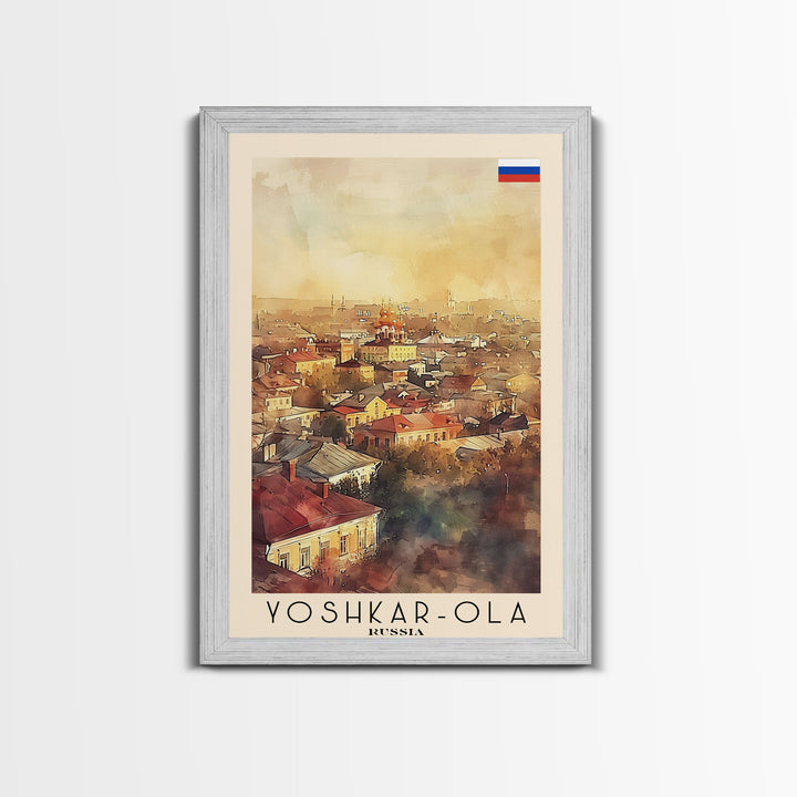 Yoshkar-Ola Russia Travel Poster Framed Canvas Print, Watercolor Painting, Urban Wall Art, Home Decor, Russian Cityscape, Gift for Her