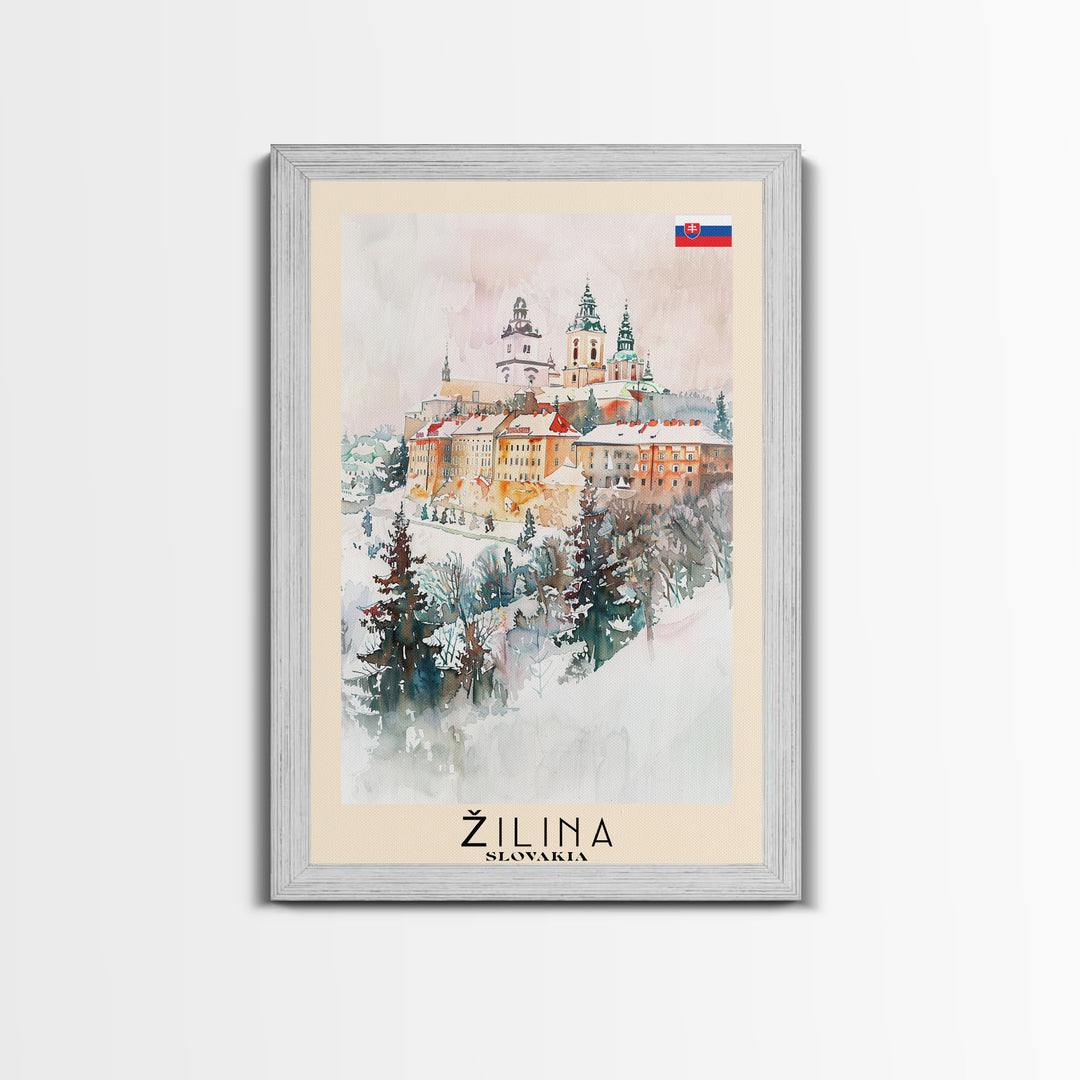 Žilina Slovakia Winter Wonderland Art Print, Charming Town Canvas Print for Home Decor, Travel Poster for Living Room Wall Art, Slovakian Scene