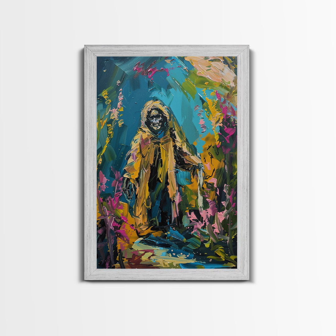 The Ghost Fisherman, Creepy Halloween Art, Framed Canvas Print