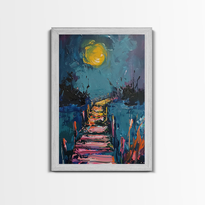 The Hauntd Dock, Cottage Core Halloween Mashup Framed Canvas Print, Spook Vibes Wall Art, Halloween Decor, Home Decor Wall Art