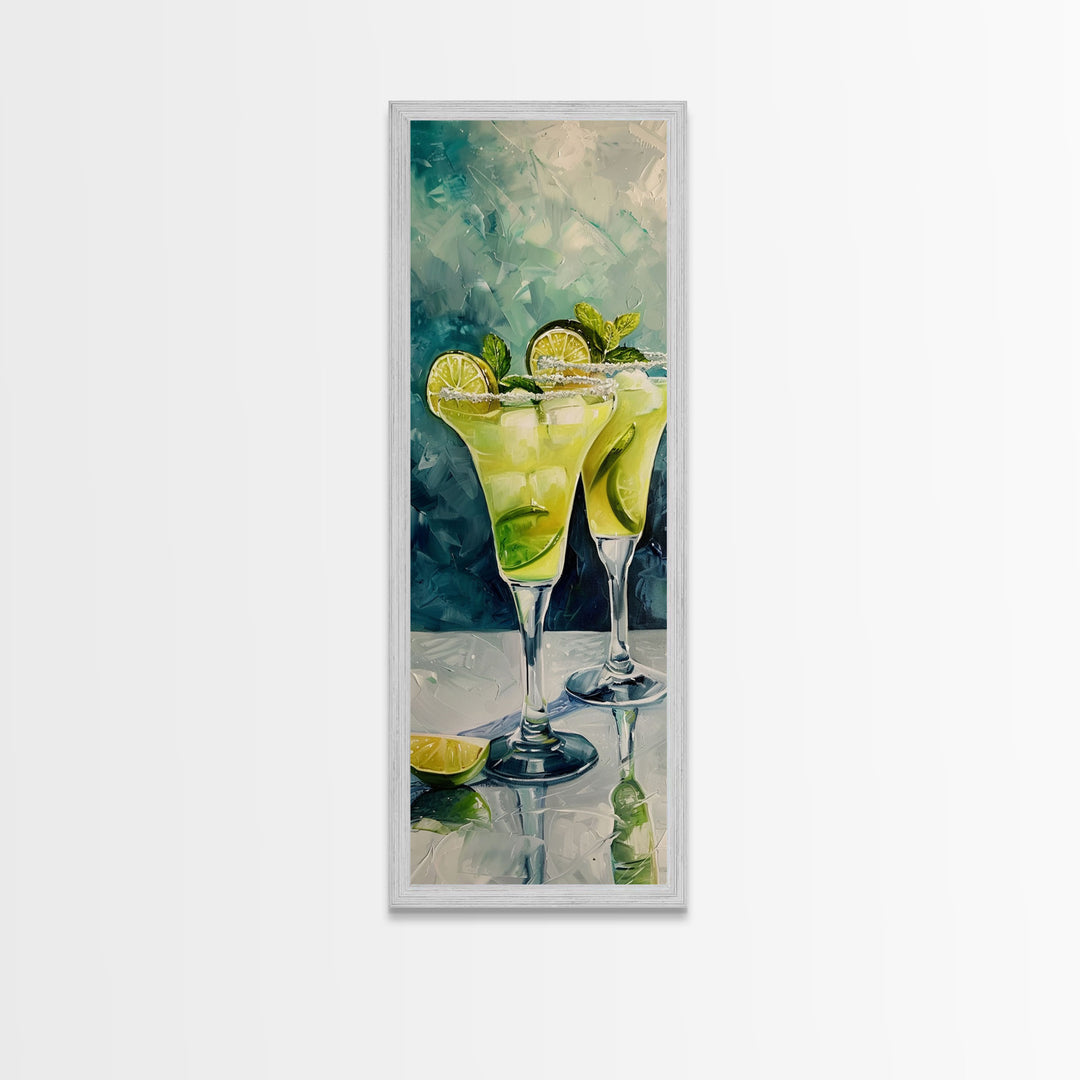 Vertical Martini Wall Art Framed and Printed on Canvas, Oversized Martini Poster, Bar Art Painting, Textured Painting, Kitchen Wall Art