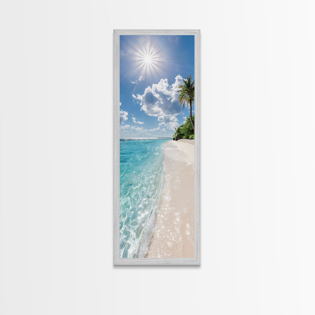 Tranquil Crystal Clear Ocean Water and Sky Landscape Photography, Stunning Framed Canvas Print for Beach Themed Wall Art Lovers