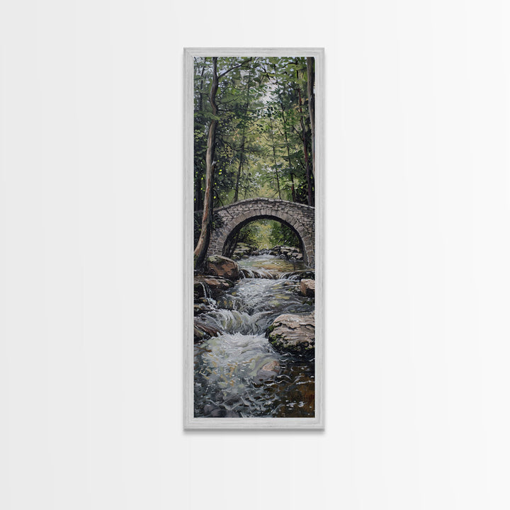 The Autumn Bridge, Framed Canvas print, New England Landscape Painting Print, Wall Art, Home Decor