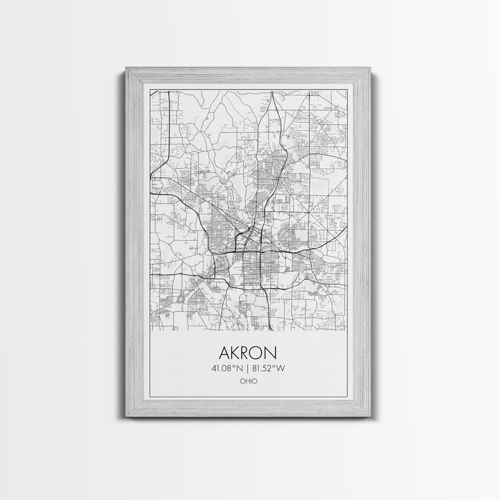 Akron Street Map, Akron Map, Map Wall Art, Office Wall Art, City Map Print, Minimalist, Modern Art, Wall Art, Canvas Print, Canvas Wall Art