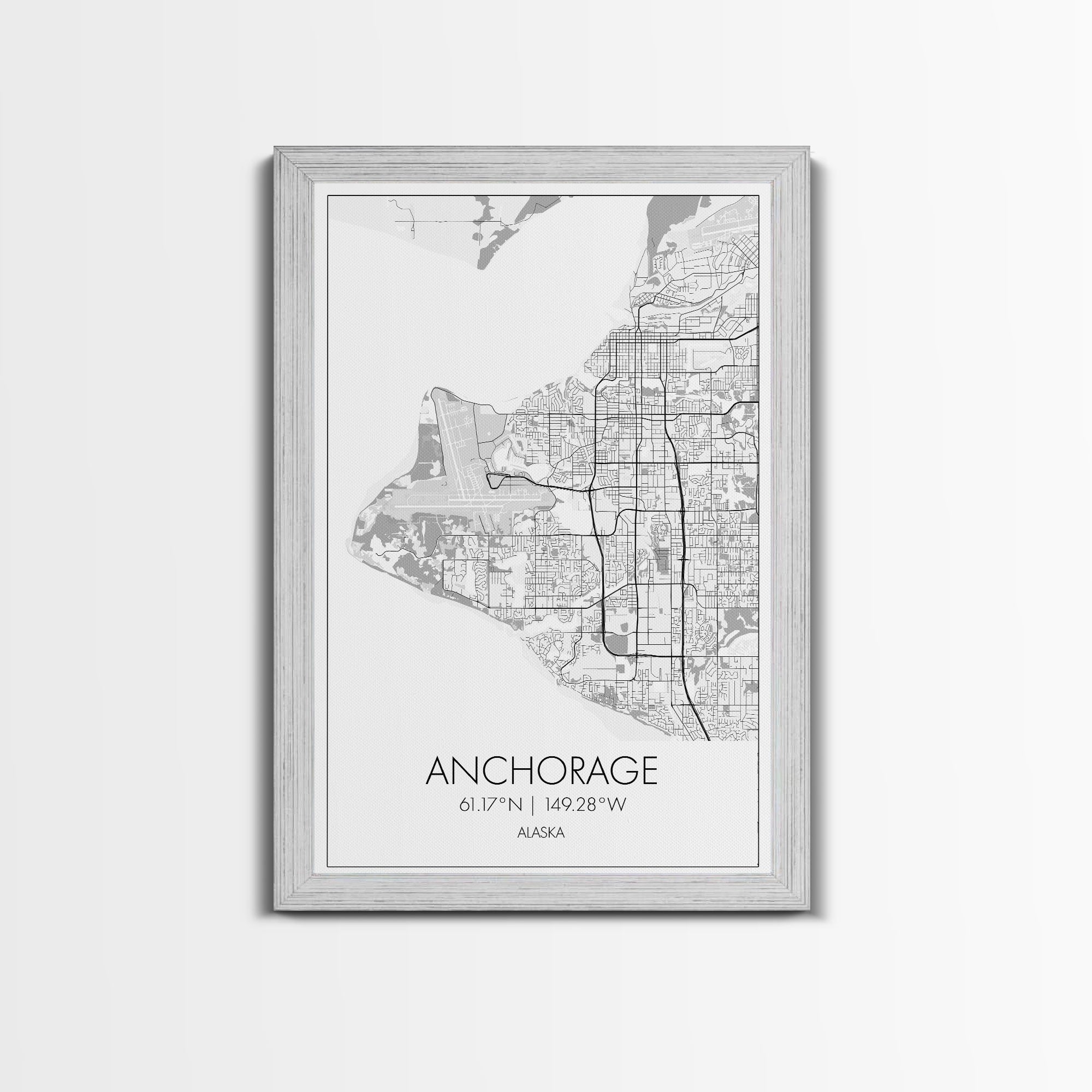 Anchorage Street Map, Alaska Map, Travel Wall Art, City Map Wall Art, Bedroom Art, Modern Art, Wall Art, Canvas Print, Canvas Wall Art