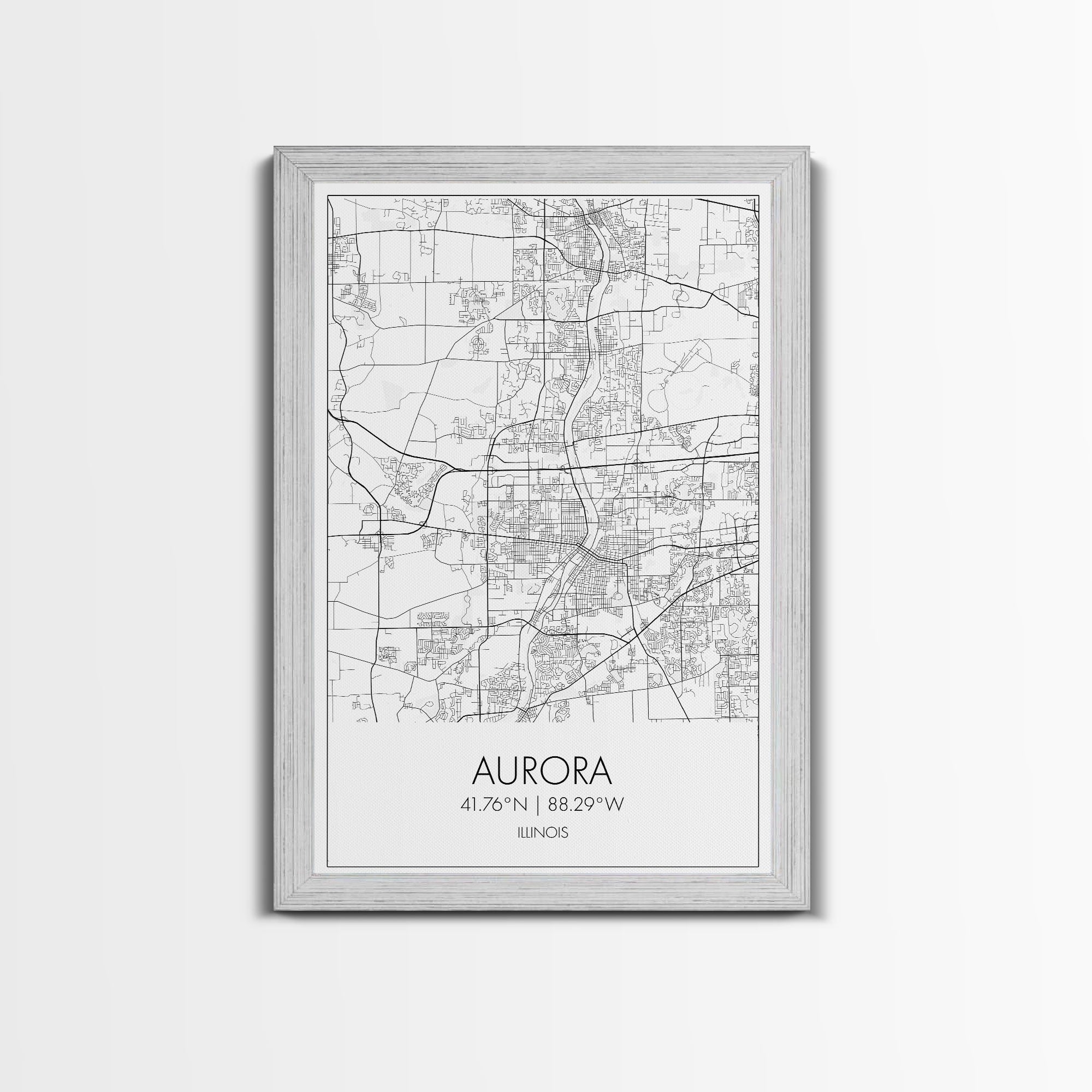 Aurora Street Map, Illinois Map, City Map Wall Art, Daughter Gift, Travel Map, Minimalist Art, Wall Art, Canvas Print, Canvas Wall Art