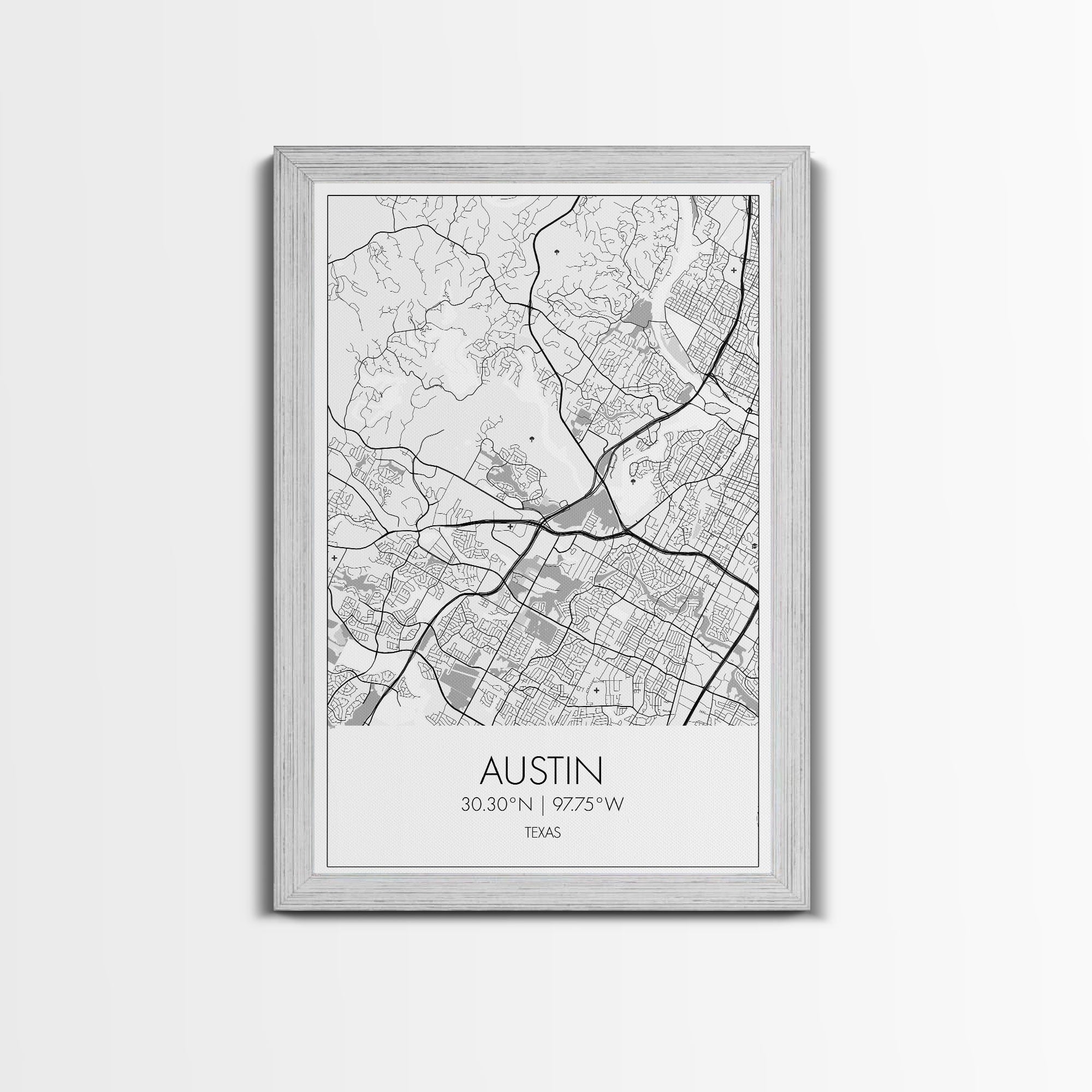 Austin Street Map, Texas Map, City Map Art, Office Wall Art, Travel Décor, Minimalist Art, Wall Art, Canvas Print, Canvas Wall Art