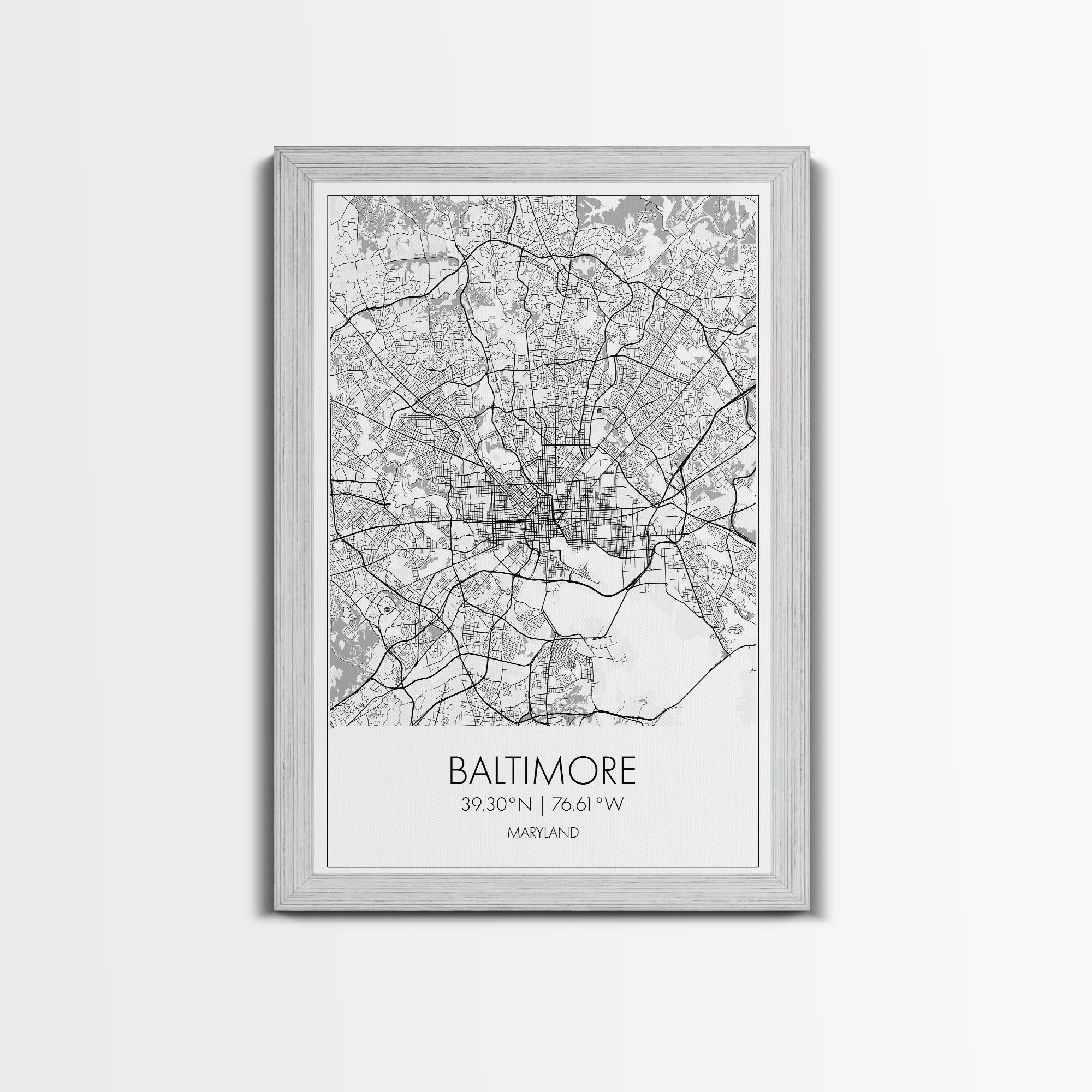 Baltimore Street Map, Maryland Map, City Wall Art, Travel Print, Bedroom Print, Modern Art, Wall Art, Canvas Print, Canvas Wall Art