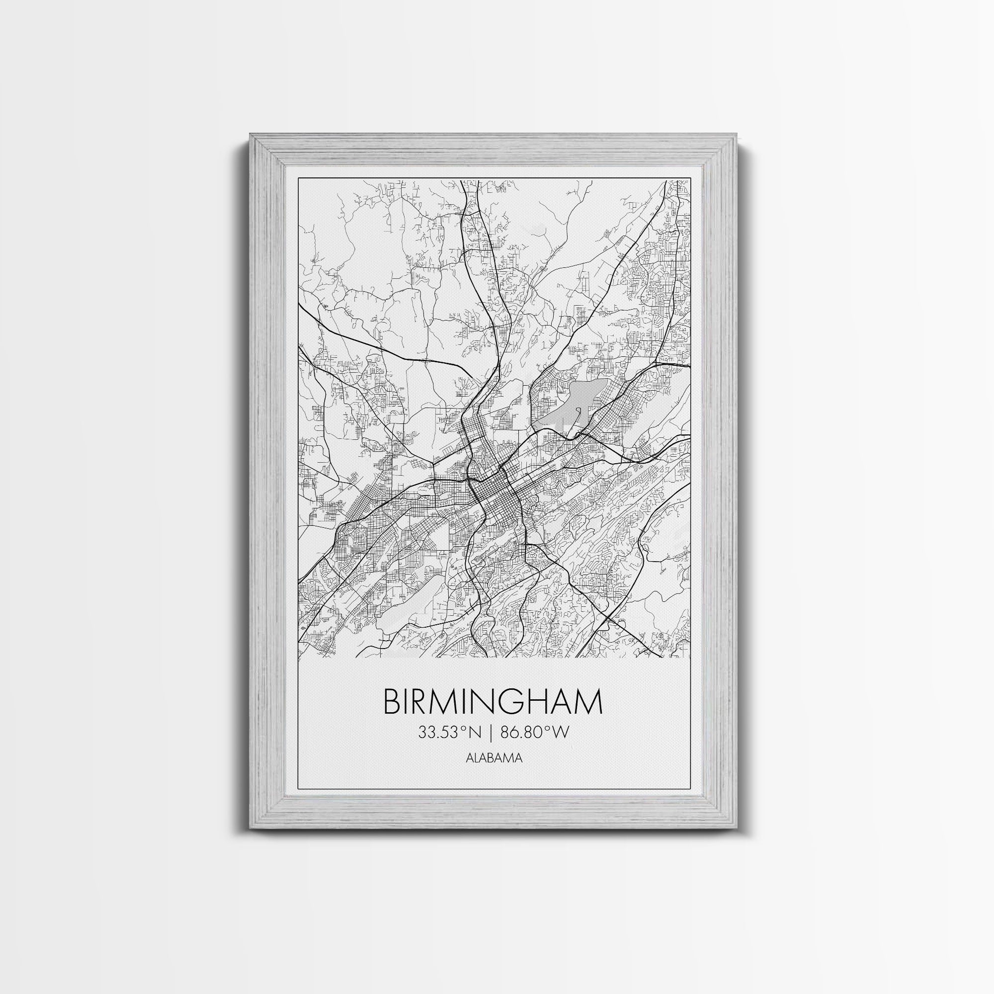 Birmingham Street Map, Alabama Map, City Map Art, Modern Art, Wall Art, Canvas Print, Canvas Wall Art, Minimalist Art, Housewarming Gift