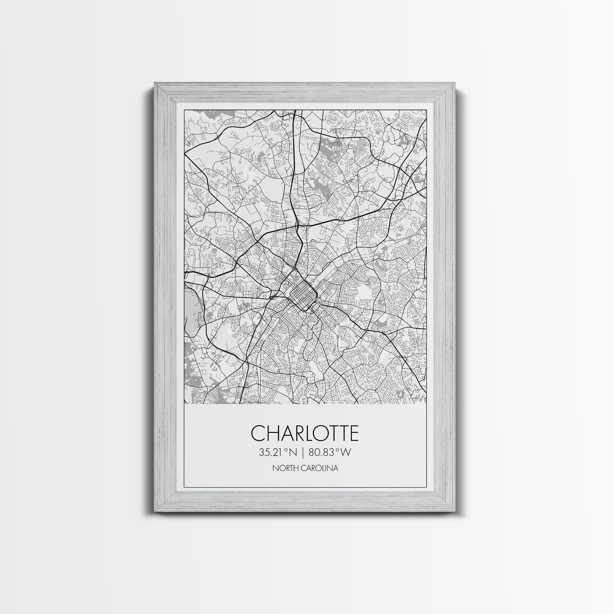 Charlotte Street Map, North Carolina Map, City Map Art, Modern Art, Wall Art, Canvas Print, Canvas Wall Art, Travel Wall Art, Gift For Mom