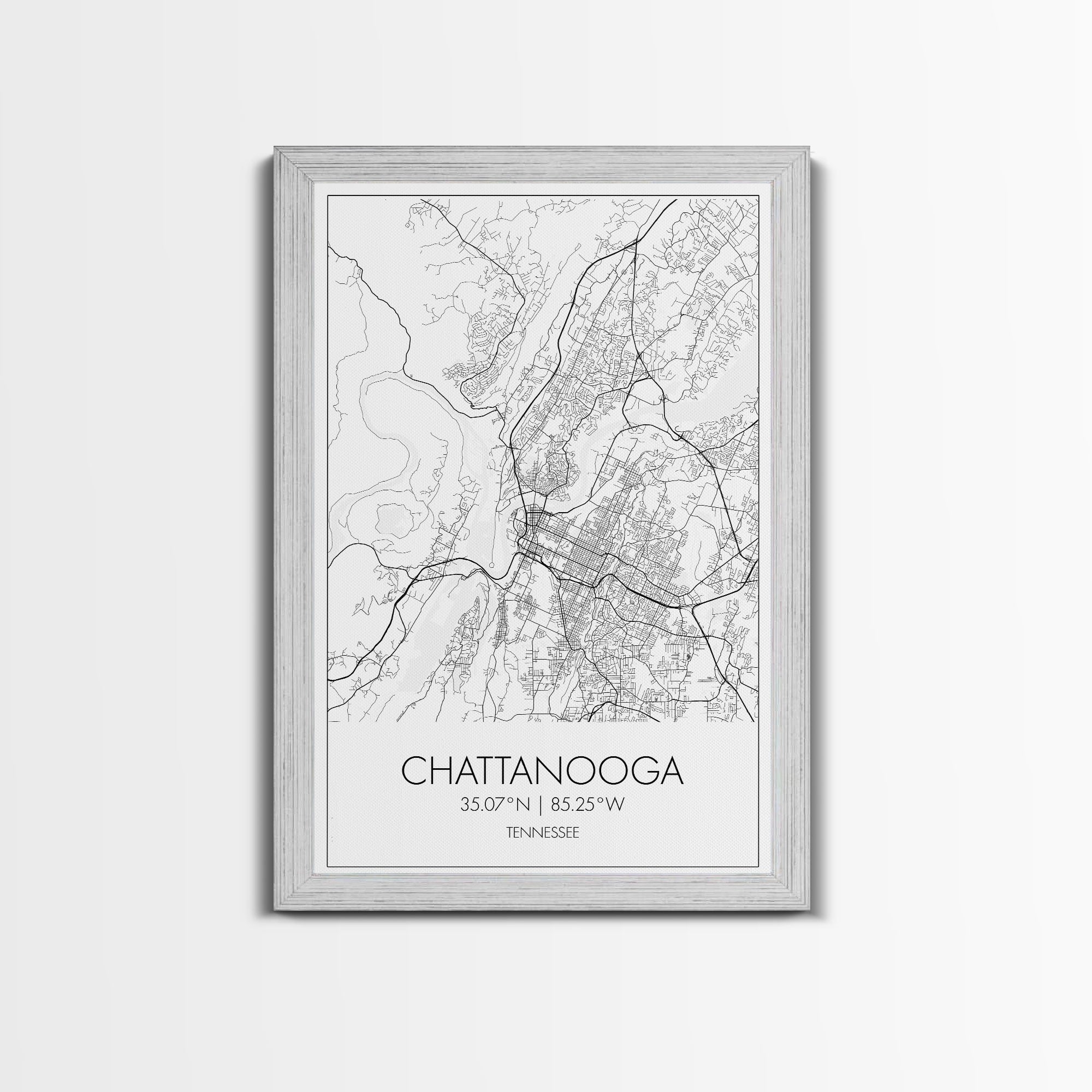 Chattanooga Street Map, Tennessee Map, City Map Art, Modern Art, Wall Art, Canvas Print, Canvas Wall Art, Office Wall Art, Travelling Gifts