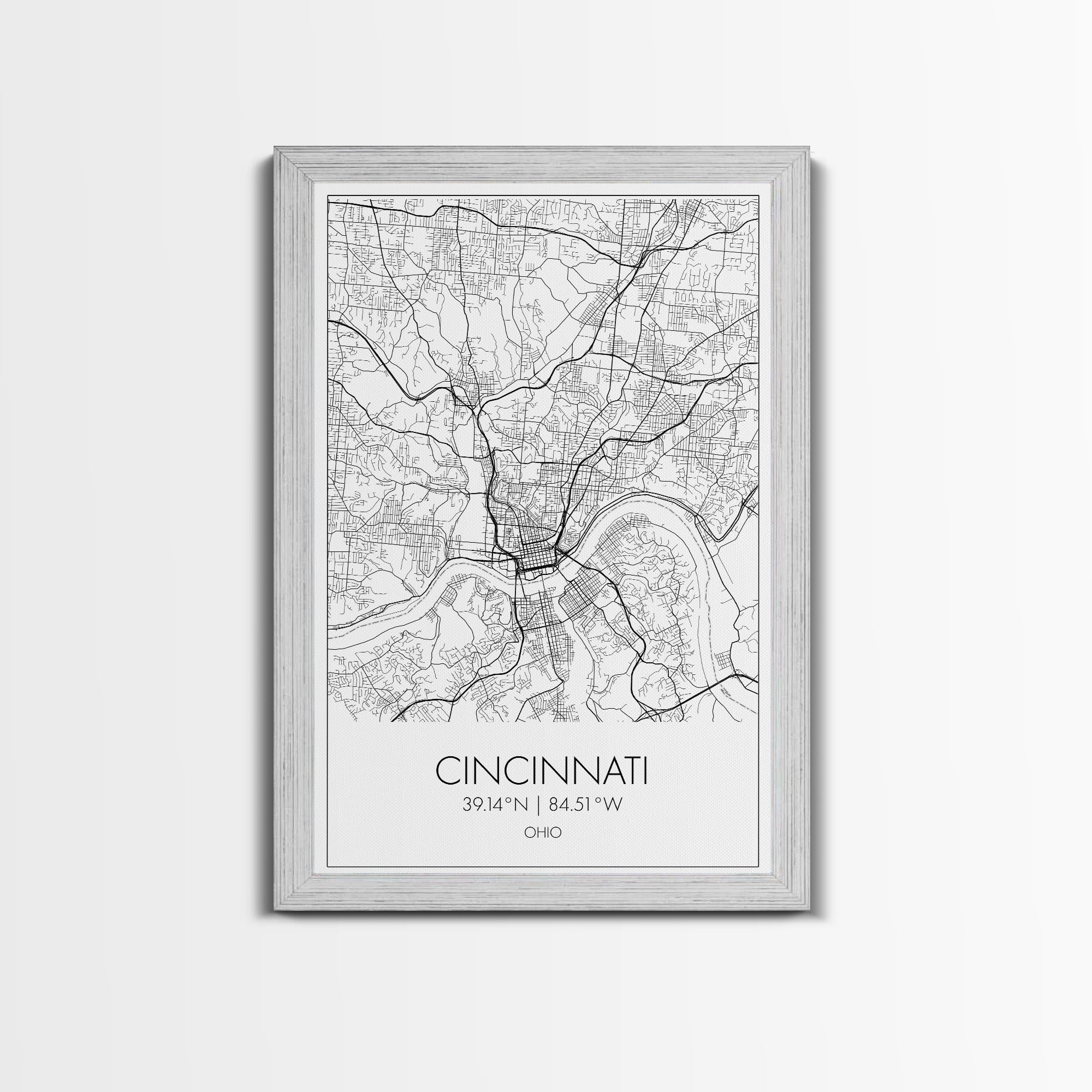 Cincinnati Street Map, Ohio Map, City Map Art, Minimalist Art, Wall Art, Canvas Print, Canvas Wall Art, Travel Wall Décor, Gift For Her