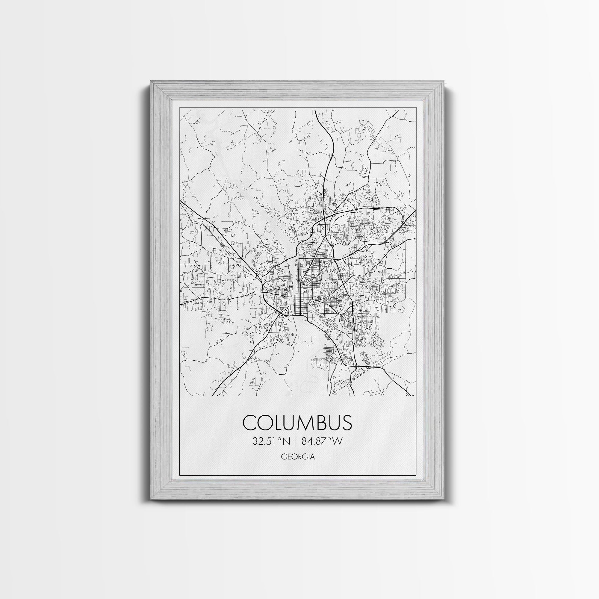 Columbus Street Map, Georgia Map, City Map Art, Minimalist Art, Wall Art, Canvas Print, Canvas Wall Art, City Wall Art, Travel Wall Print