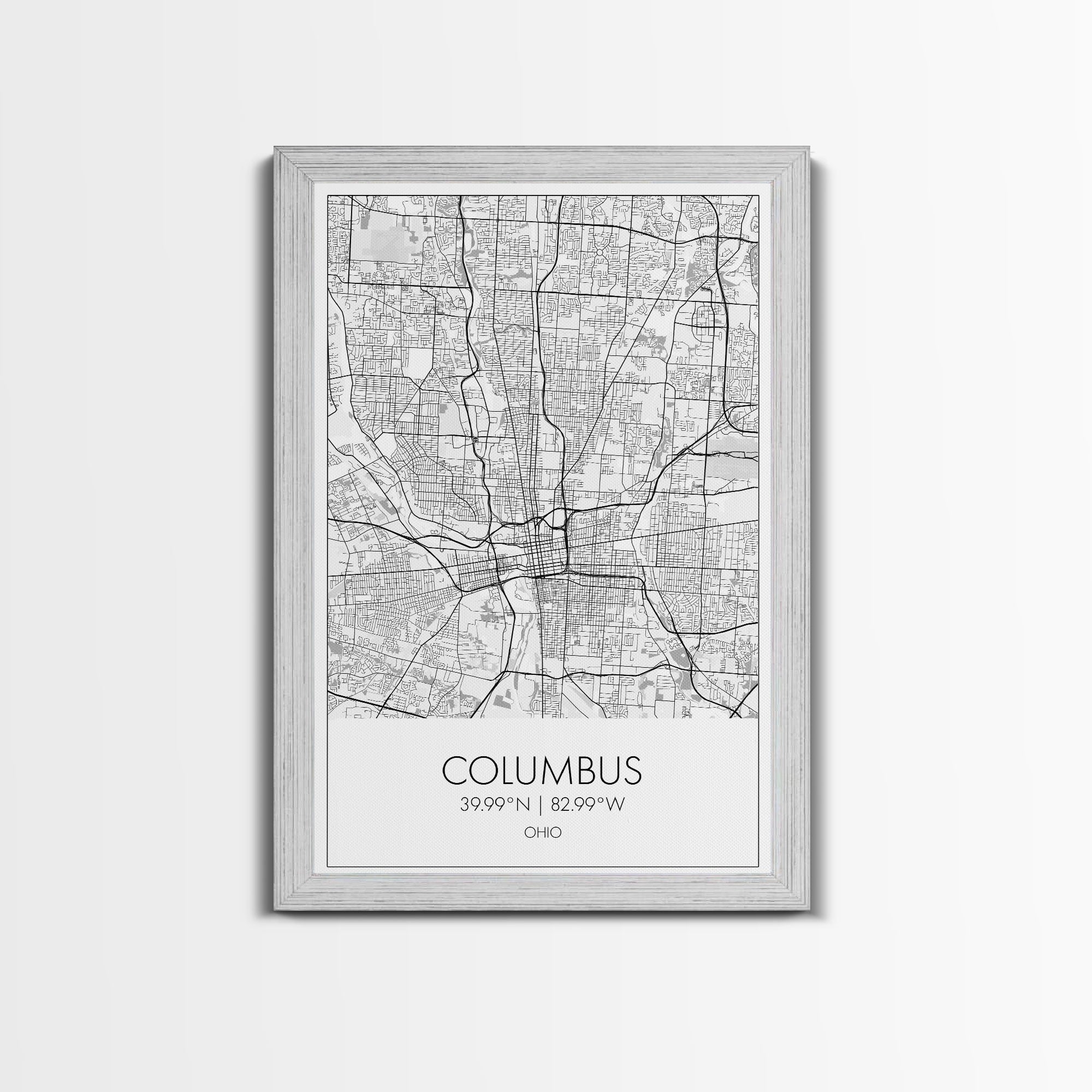 Columbus Street Map, Ohio Map, City Map Art, Minimalist Art, Wall Art, Canvas Print, Canvas Wall Art, Travel Decor, Office Wall Art