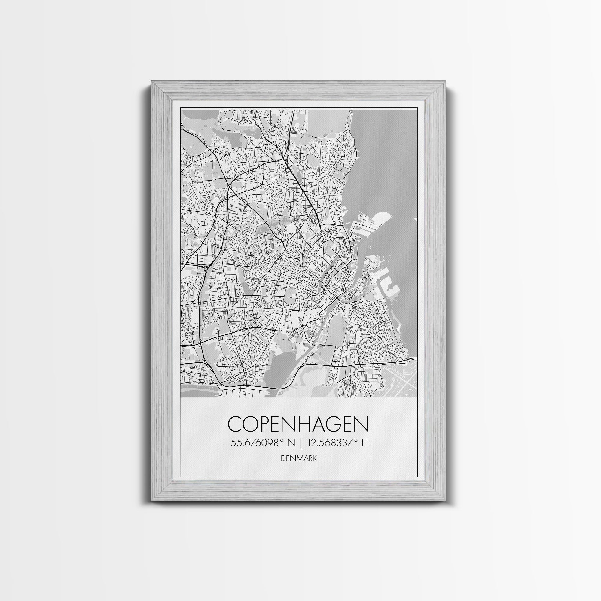 Copenhagen Street Map, Denmark Map, Europe City Map Art, Minimalist Art, Wall Art, Canvas Print, Travel Wall Art, Pilots Gift. Home Décor