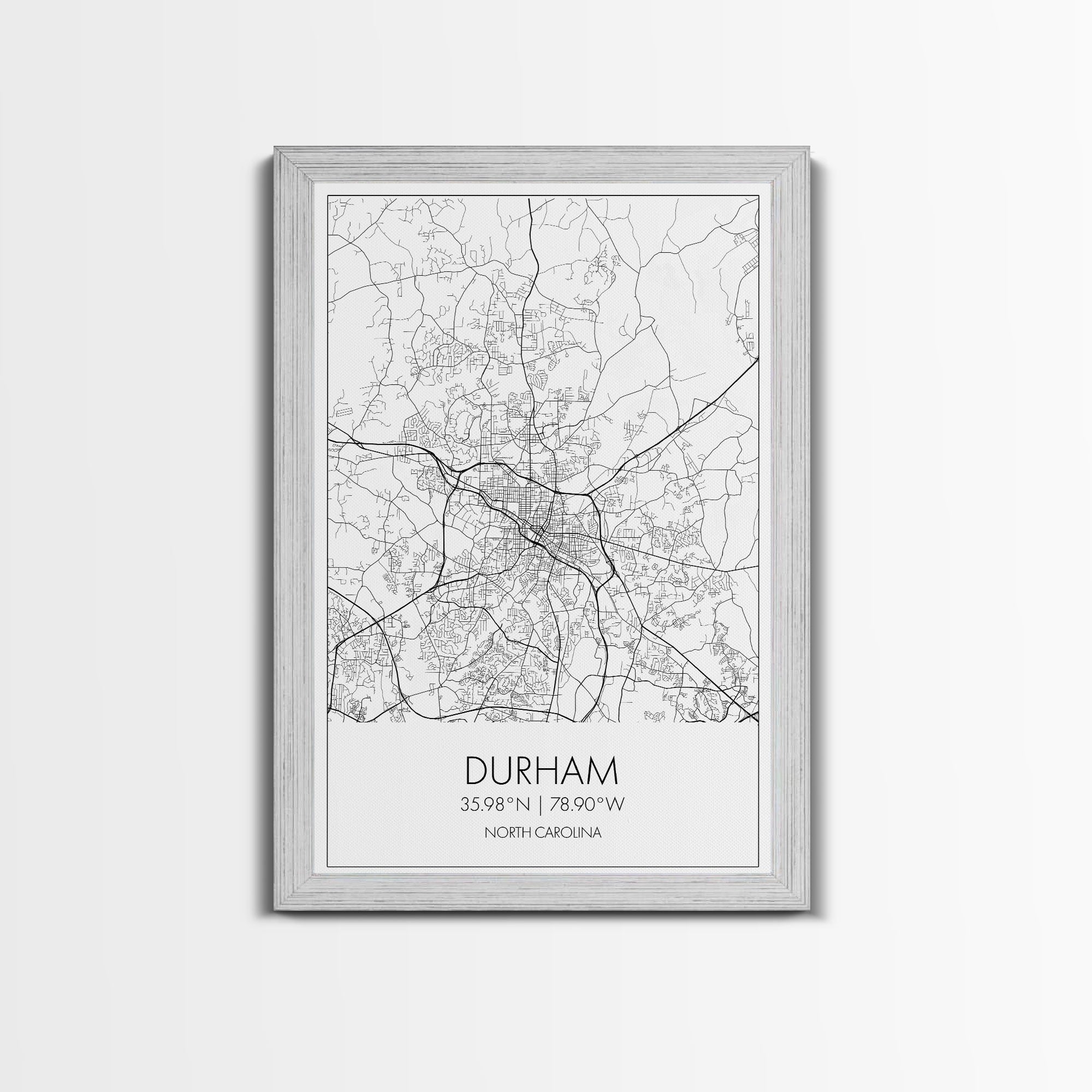 Durham Street Map, North Carolina Map, City Map Art, Minimalist Art, Wall Art, Canvas Print, Traveler Gift, Travel Wall Décor