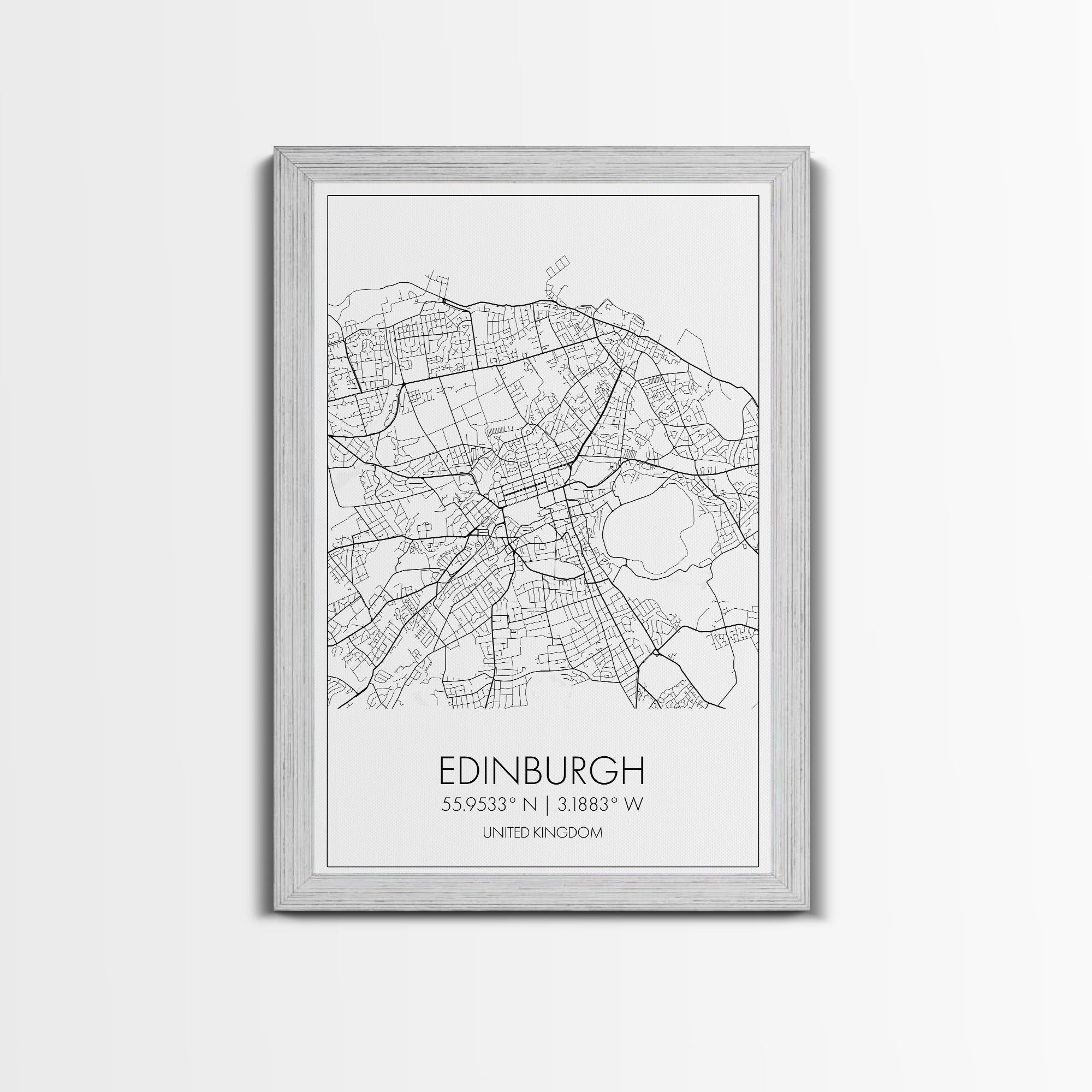 Edinburgh Street Map, United Kingdom Map, Europe City Map Art, Minimalist Art, Wall Art, Canvas Print, Travel Décor, Living Room Wall Art,