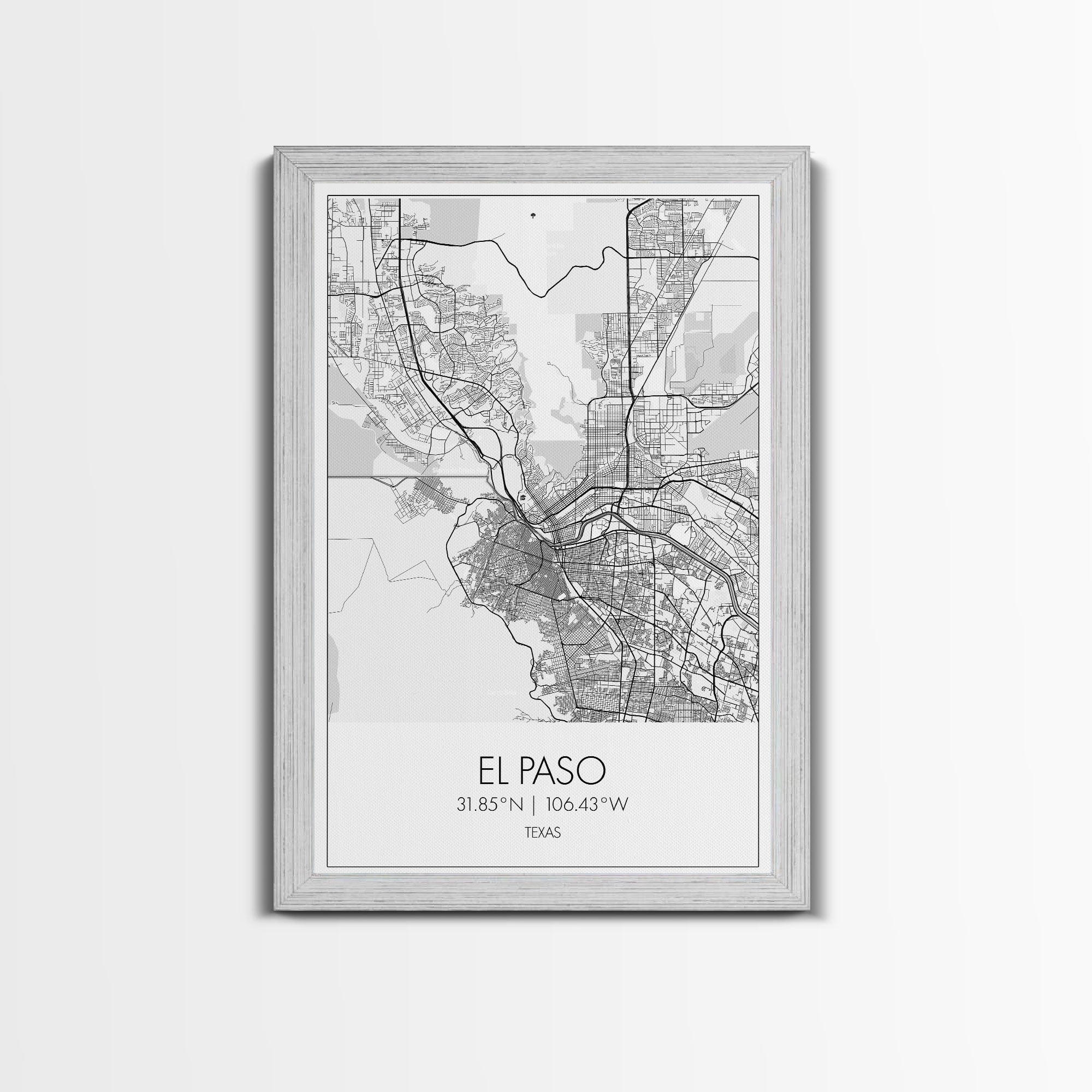 El Paso Street Map, Texas Map, City Map Art, Minimalist Art, Wall Art, Canvas Print, Living Room Wall Art, Travel Art Print, Gift For Dad