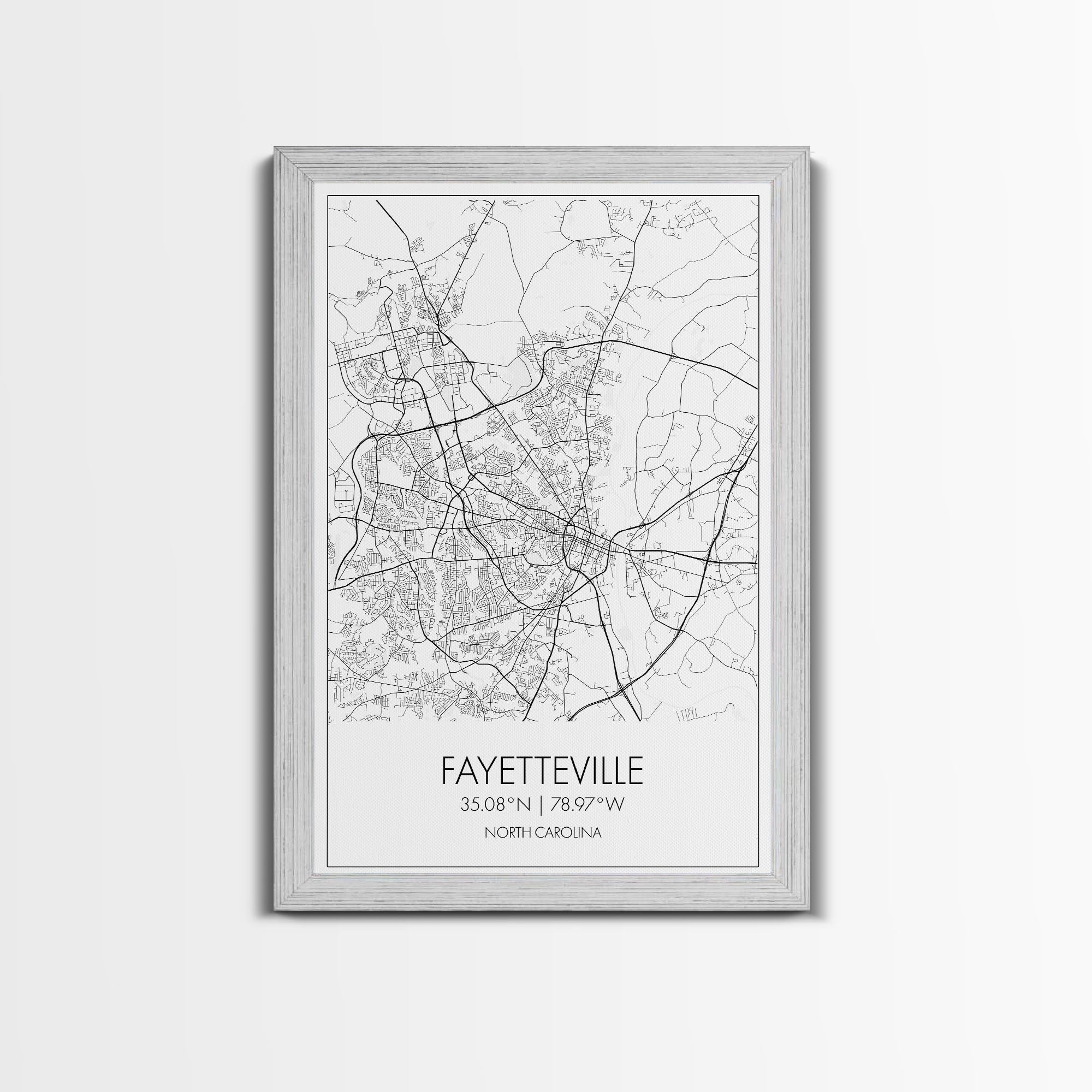 Fayetteville Street Map, North Carolina Map, City Map Art, Minimalist Art, Wall Art, Canvas Print, Travel Wall Print, Wanderlust Gift