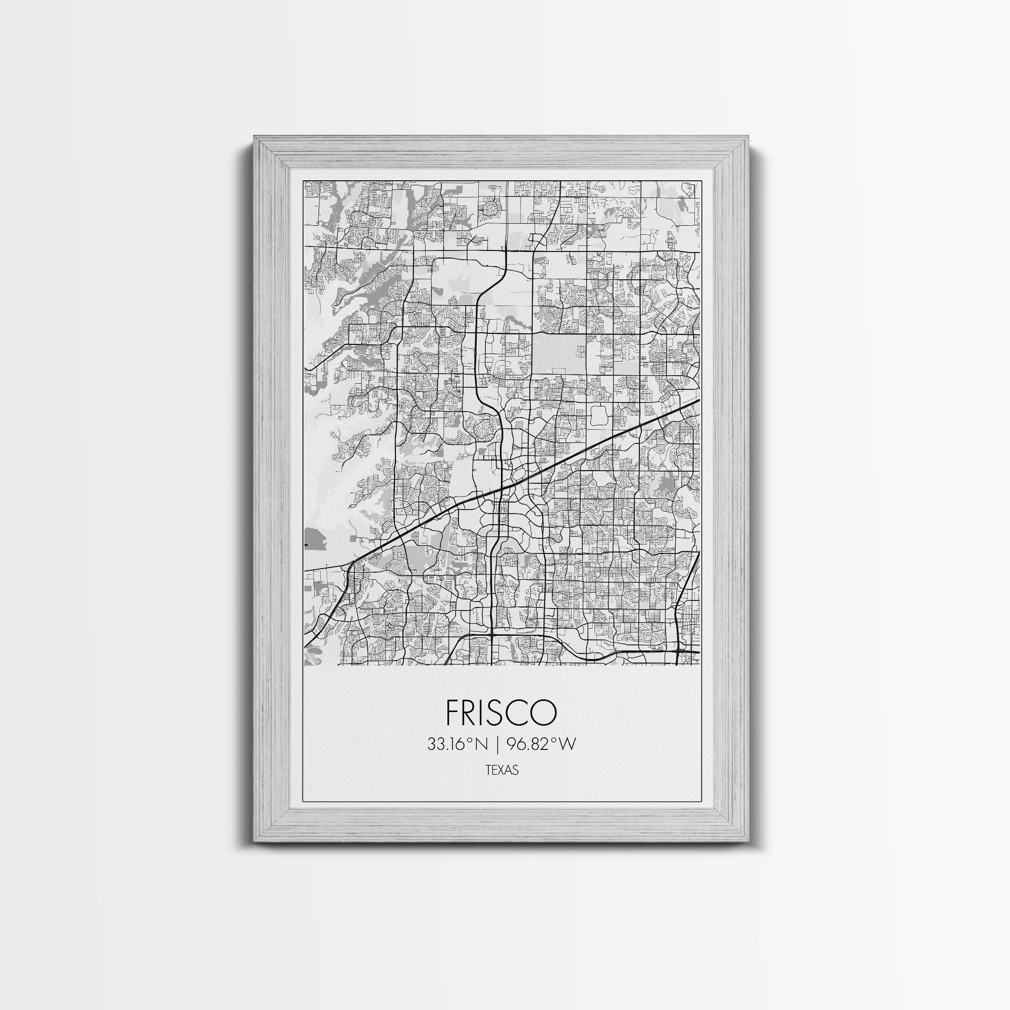 Frisco Street Map, Texas Map, City Map Art, Minimalist Art, Wall Art, Canvas Print, Black And White Art, Office Wall Art, Aviation Gift