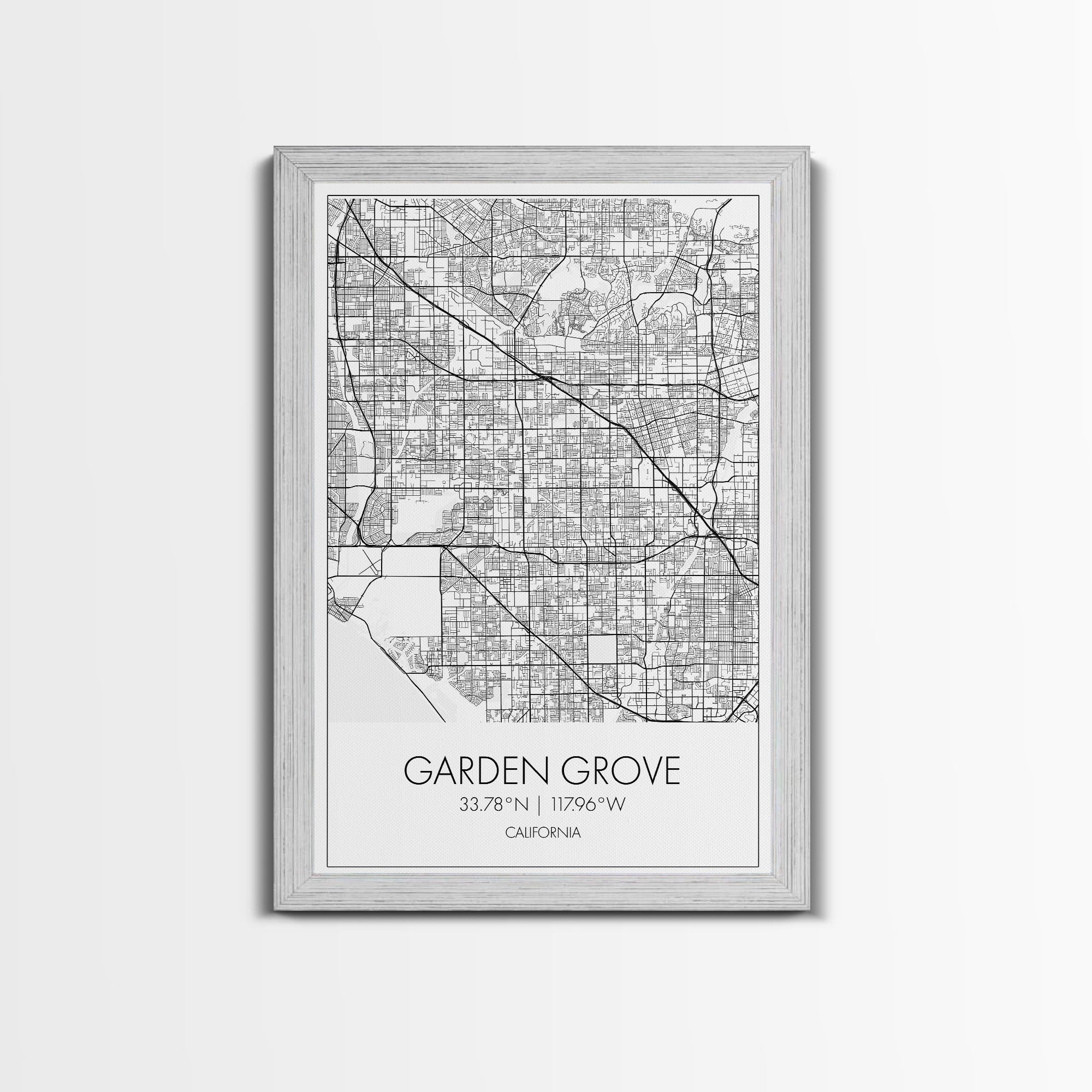 Garden Grove Street Map, California Map, City Map Art, Minimalist Art, Wall Art, Canvas Print, Black And White Map, Best Friend Gift