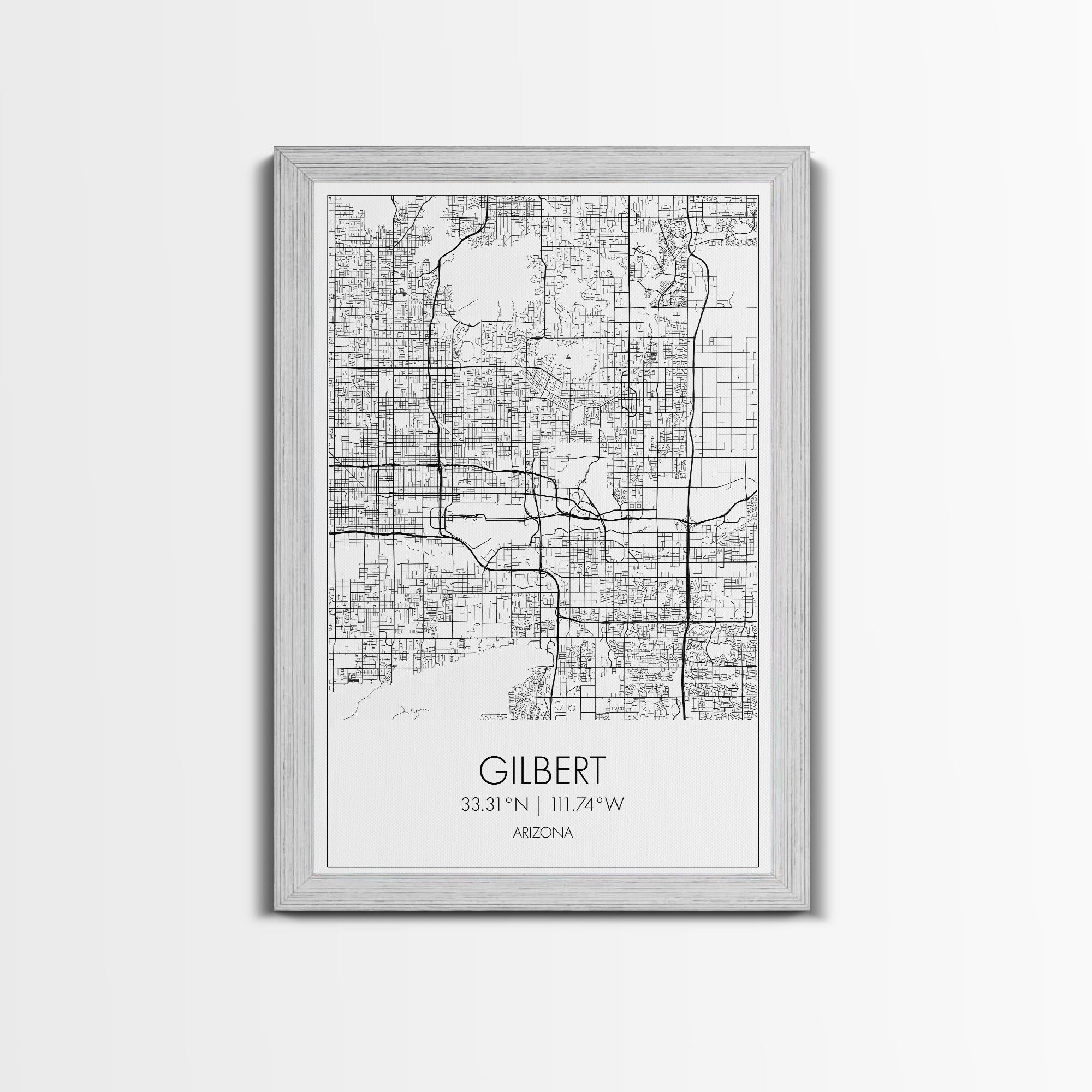 Gilbert Street Map, Arizona Map, City Map Art, Minimalist Art, Wall Art, Canvas Print, Black And White Map, Man Cave Art, Travel Wall Art