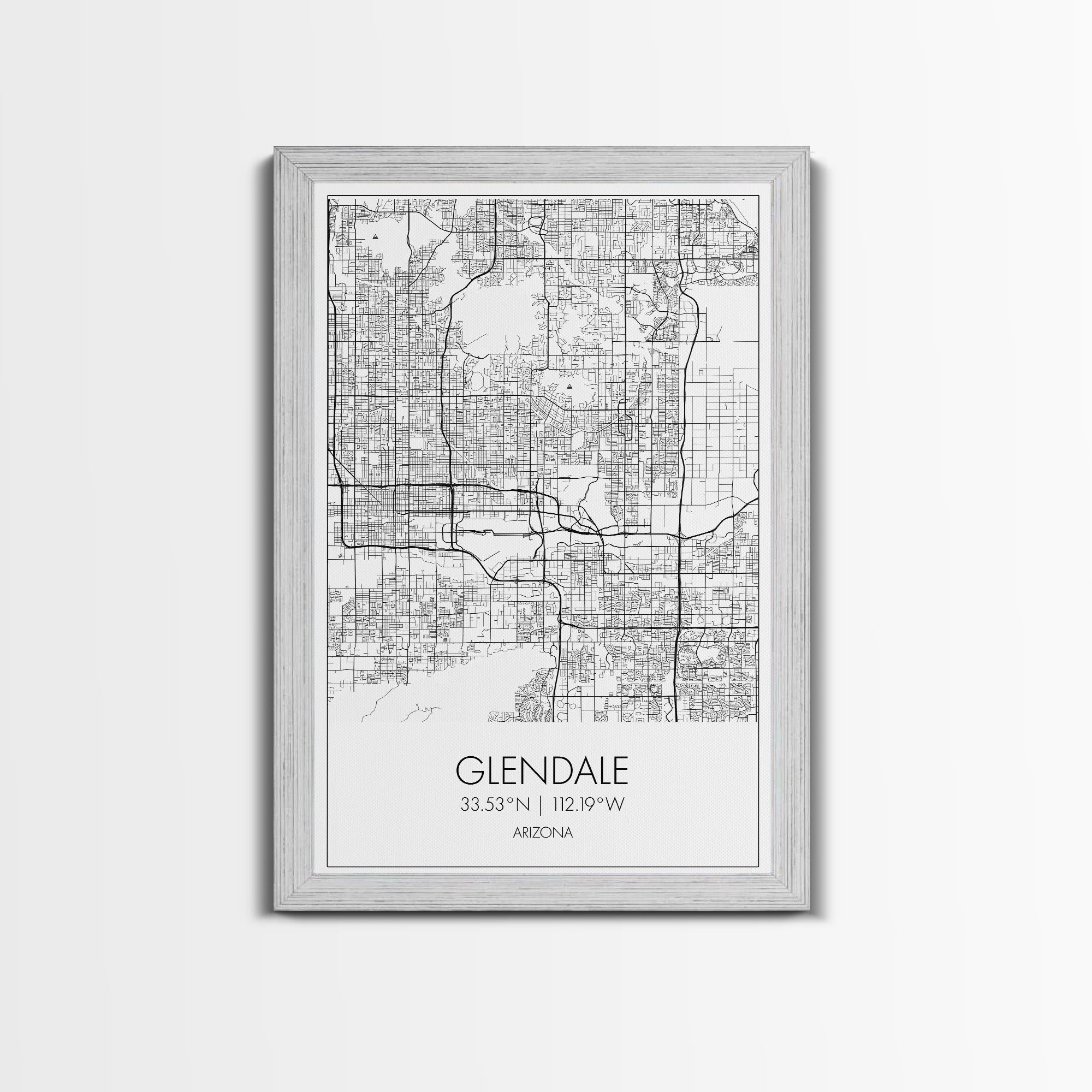 Glendale Street Map, Arizona Map, City Map Art, Minimalist Art, Wall Art, Canvas Print, Black And White Map, Above Bed Art, Wanderlust Gift