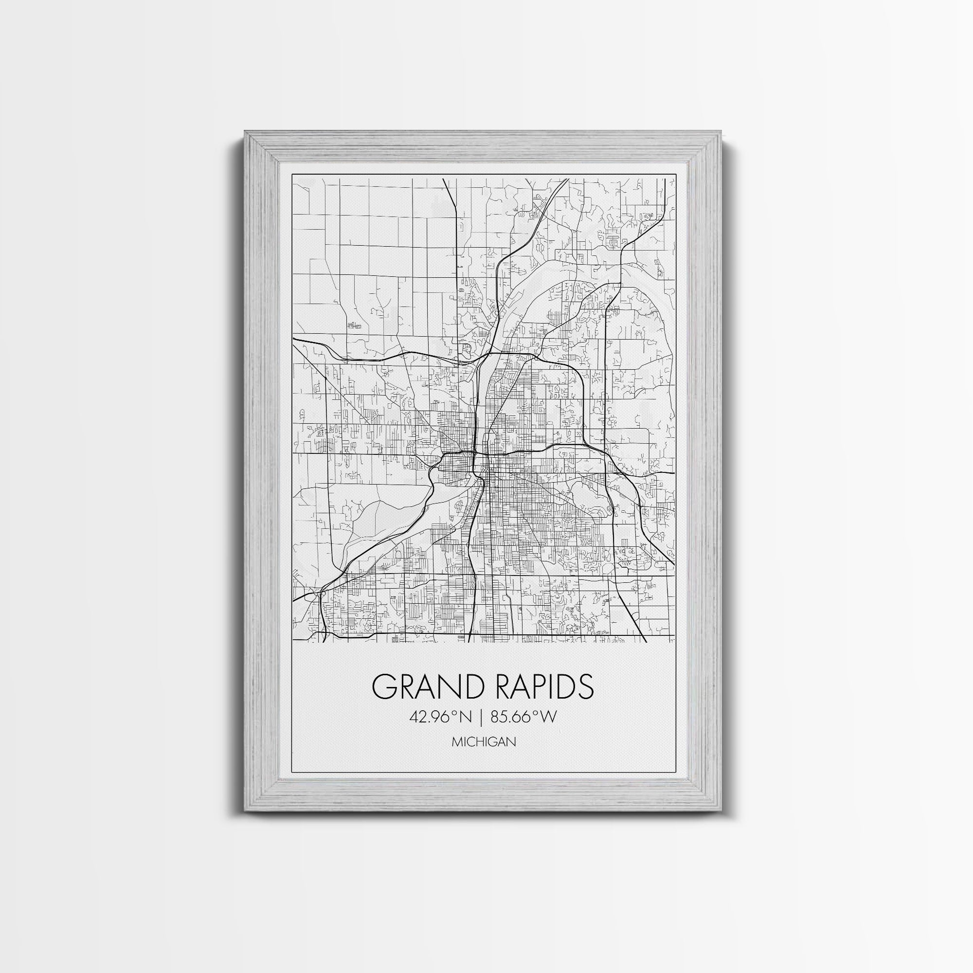 Grand Rapids Street Map, Michigan Map, City Map Art, Minimalist Art, Wall Art, Canvas Print, Black And White, Travel Art, Office Wall Art