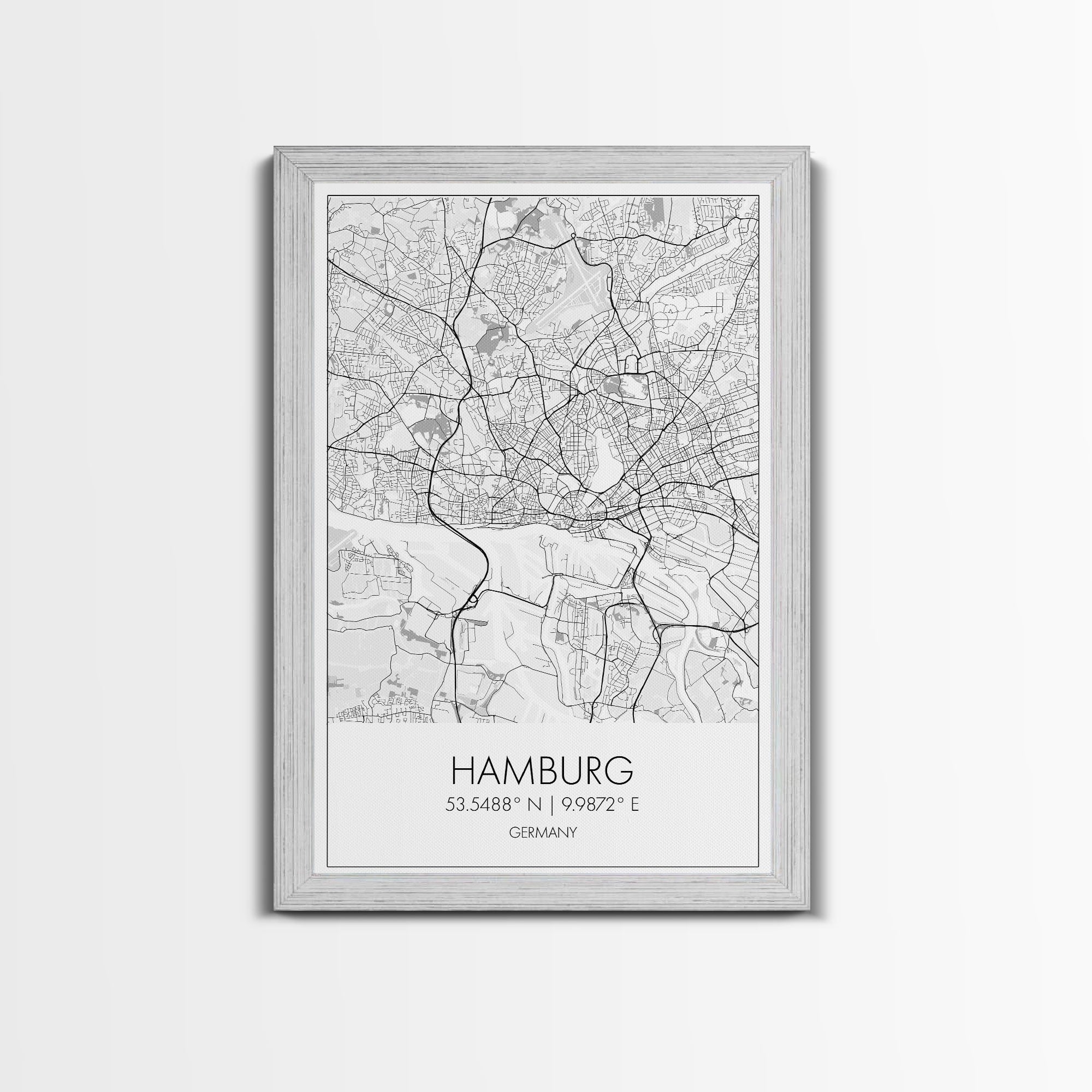 Hamburg Street Map, Germany Map, City Map Art, Minimalist Art, Wall Art, Canvas Print, Travel Wall Print, Gift For Traveler, Unique Art