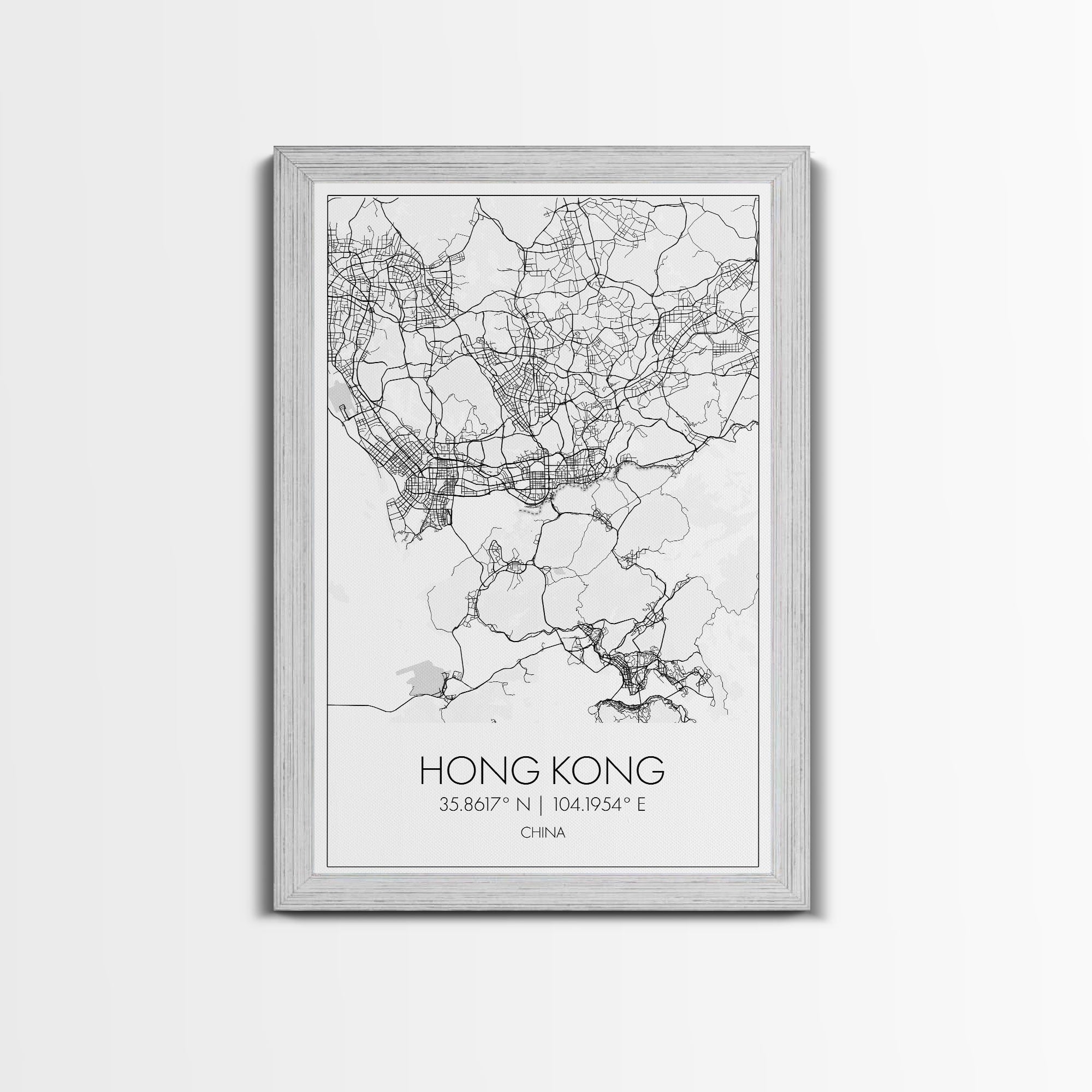 Hong Kong Street Map, China Map, Asia City Map Art, Minimalist Art, Wall Art, Canvas Print, Wanderlust Gift, Home Office Art, Travel Art