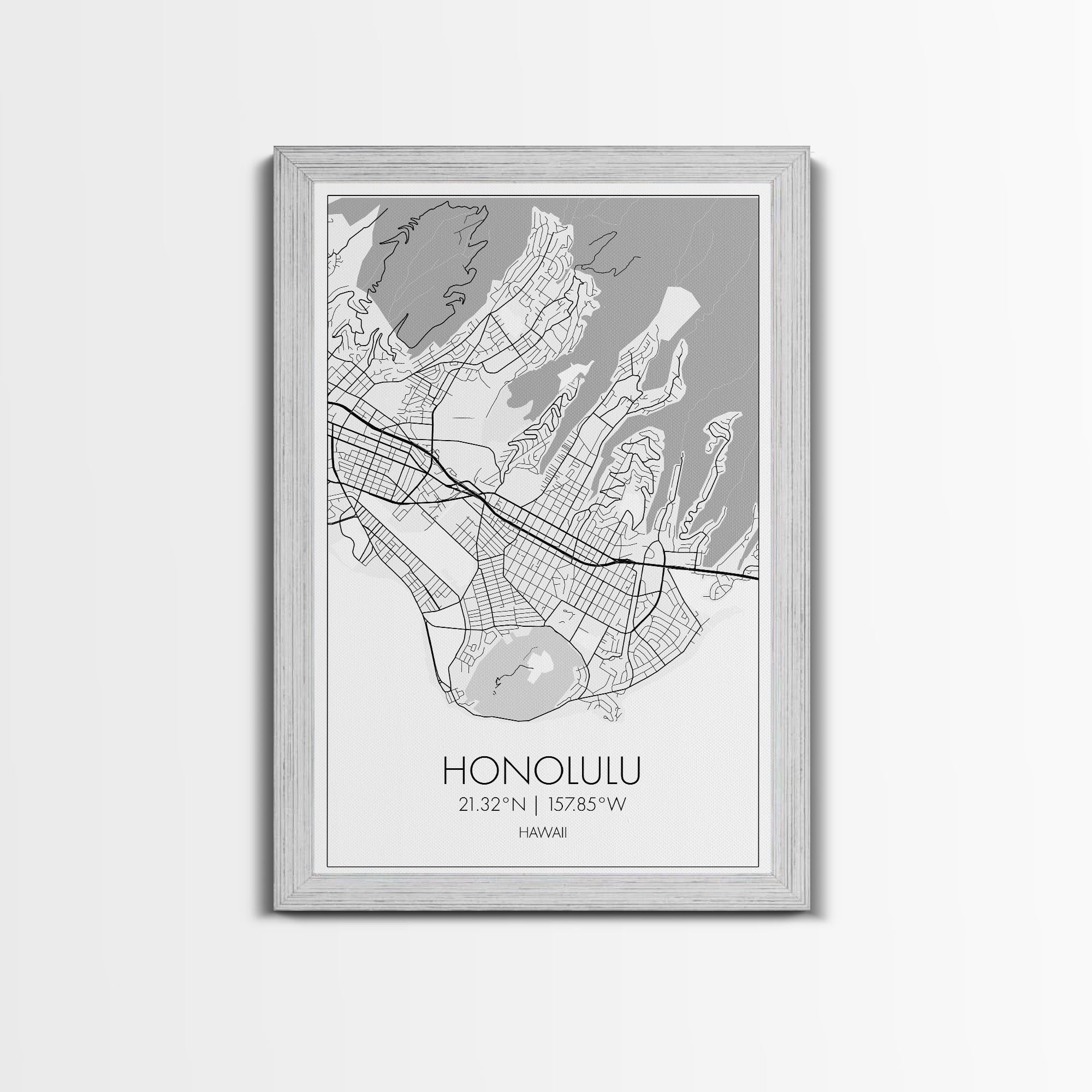 Honolulu Street Map, Hawaii Map, ity Map Art, Minimalist Art, Wall Art, Canvas Print, Living Room Art, Travel Wall Art, Anniversary Gift