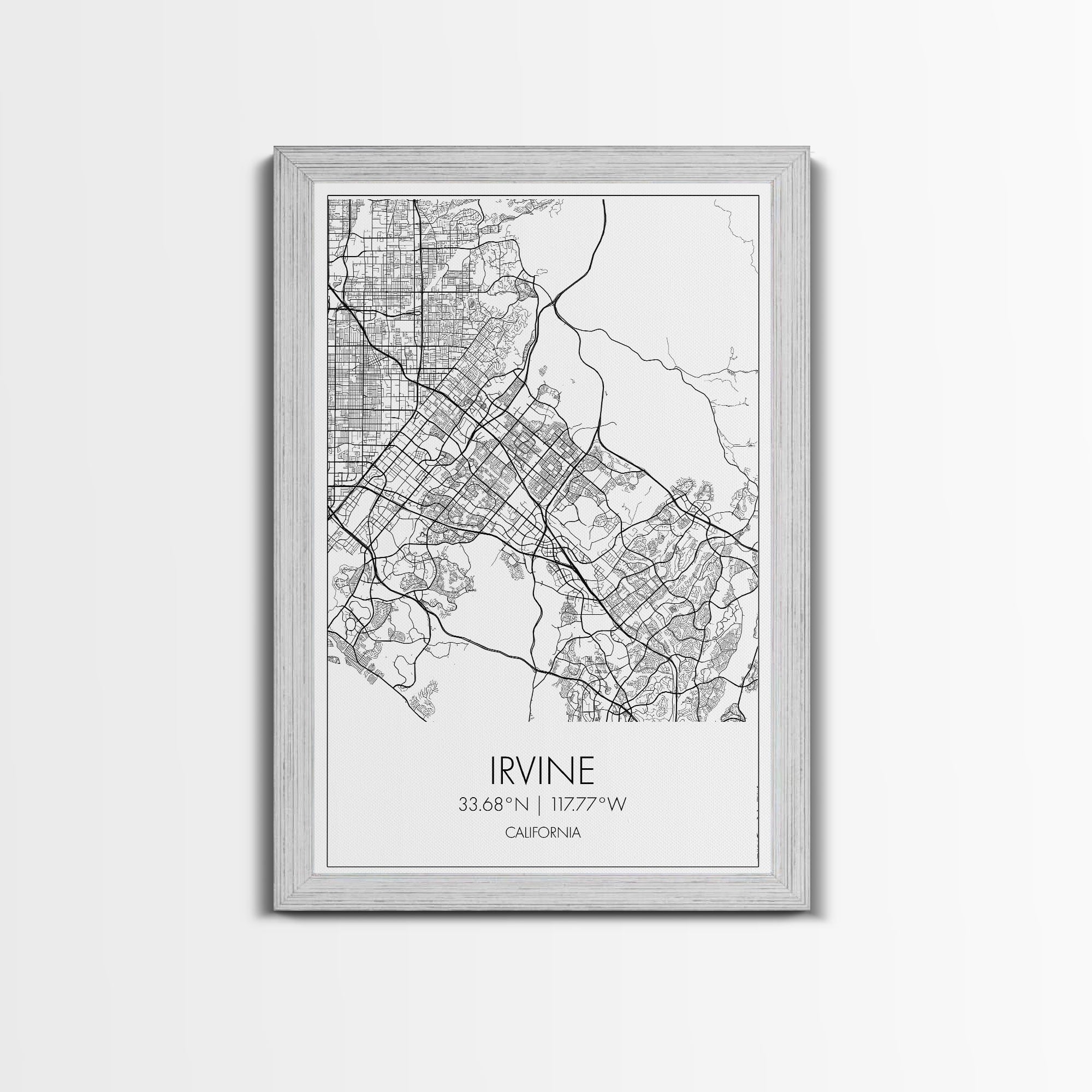 Irvine Street Map, California Map, City Map Art, Minimalist Art, Wall Art, Canvas Print, Travel Wall Print, Gift For Her, Home Office Art