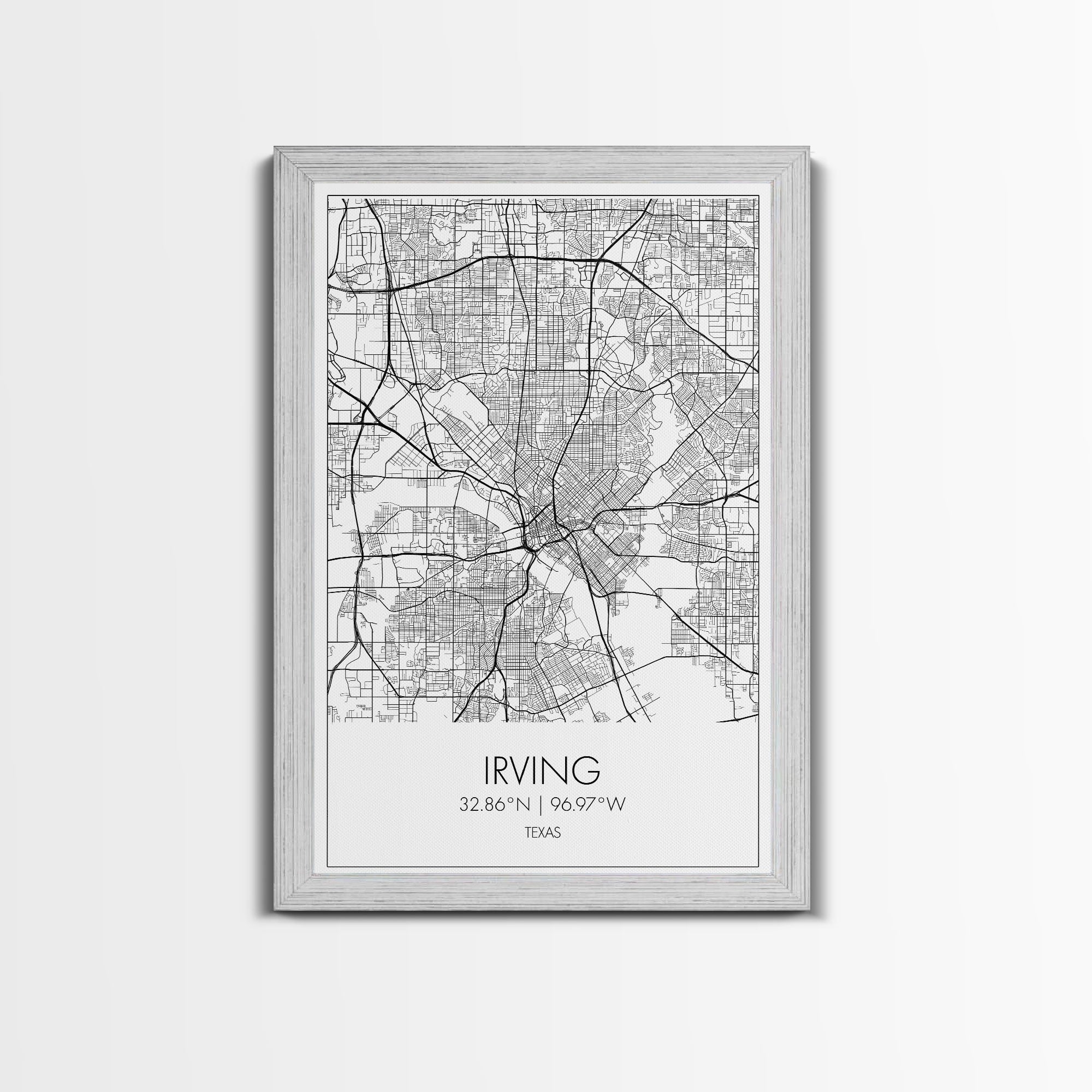 Irving Street Map, Texas Map, City Map Art, Minimalist Art, Wall Art, Canvas Print, Travel Wall Art, Birthday Gift, Bedroom Wall Art