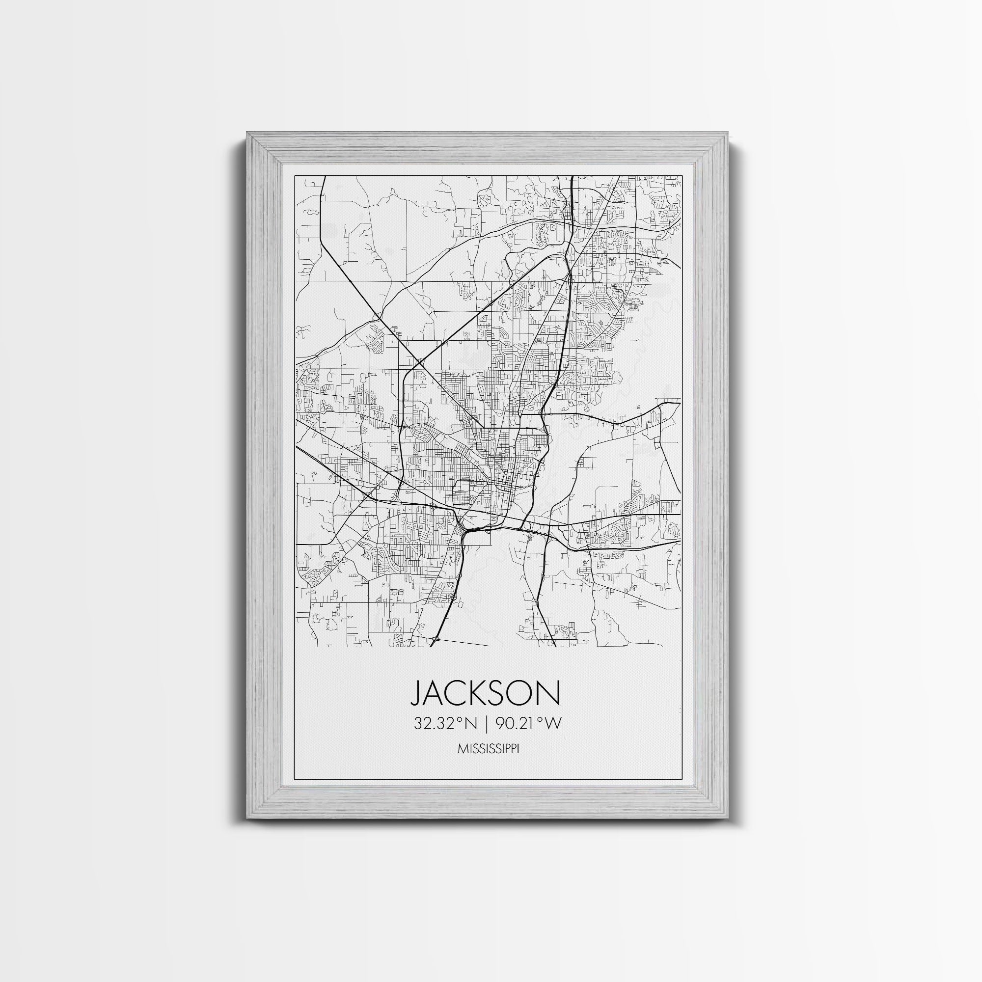 Jackson Street Map, Mississippi Map, City Map Art, Minimalist Art, Wall Art, Canvas Print, Travel Print, Farmhouse Bedroom, Wedding Gift