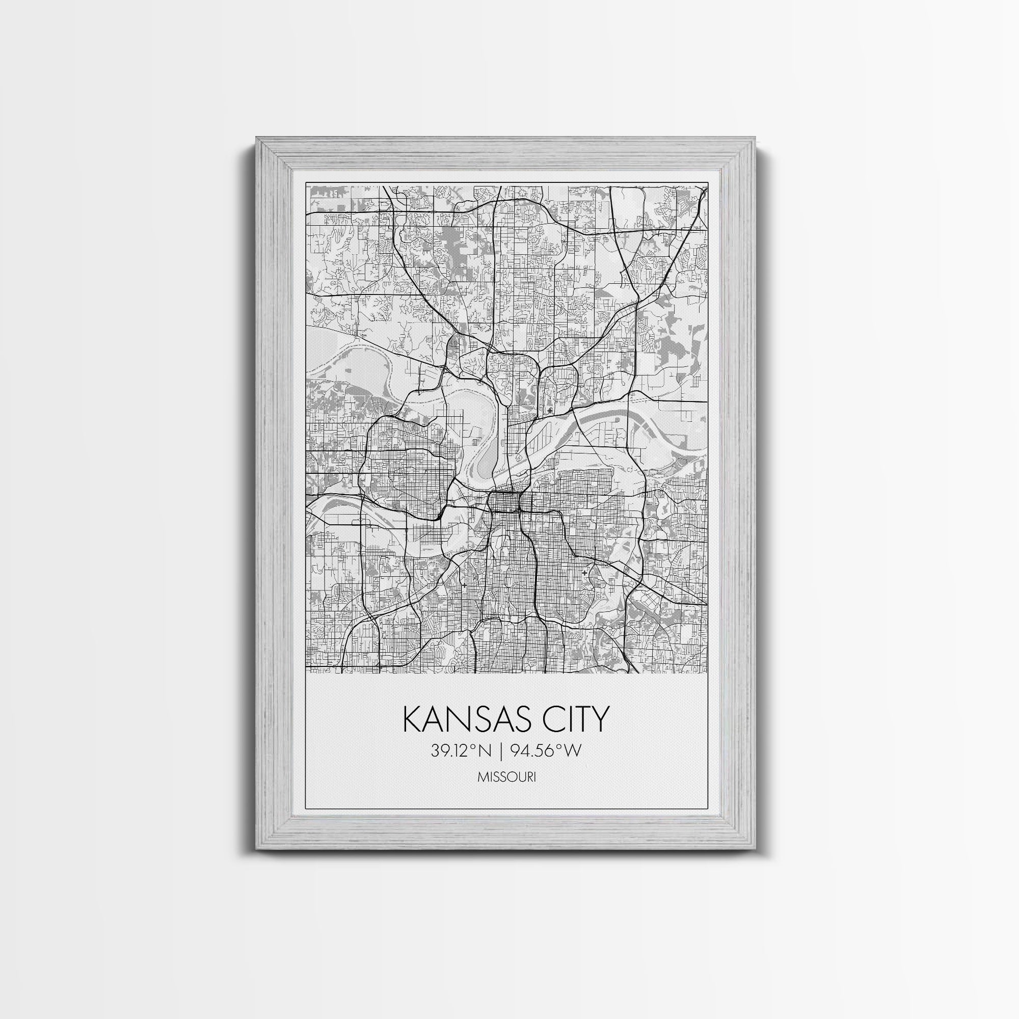 Kansas City Street Map, Missouri Map, City Map Art, Modern Wall Art, Wall Art, Canvas Print, Birthday Gift, Master Bedroom, Travel Wall Art