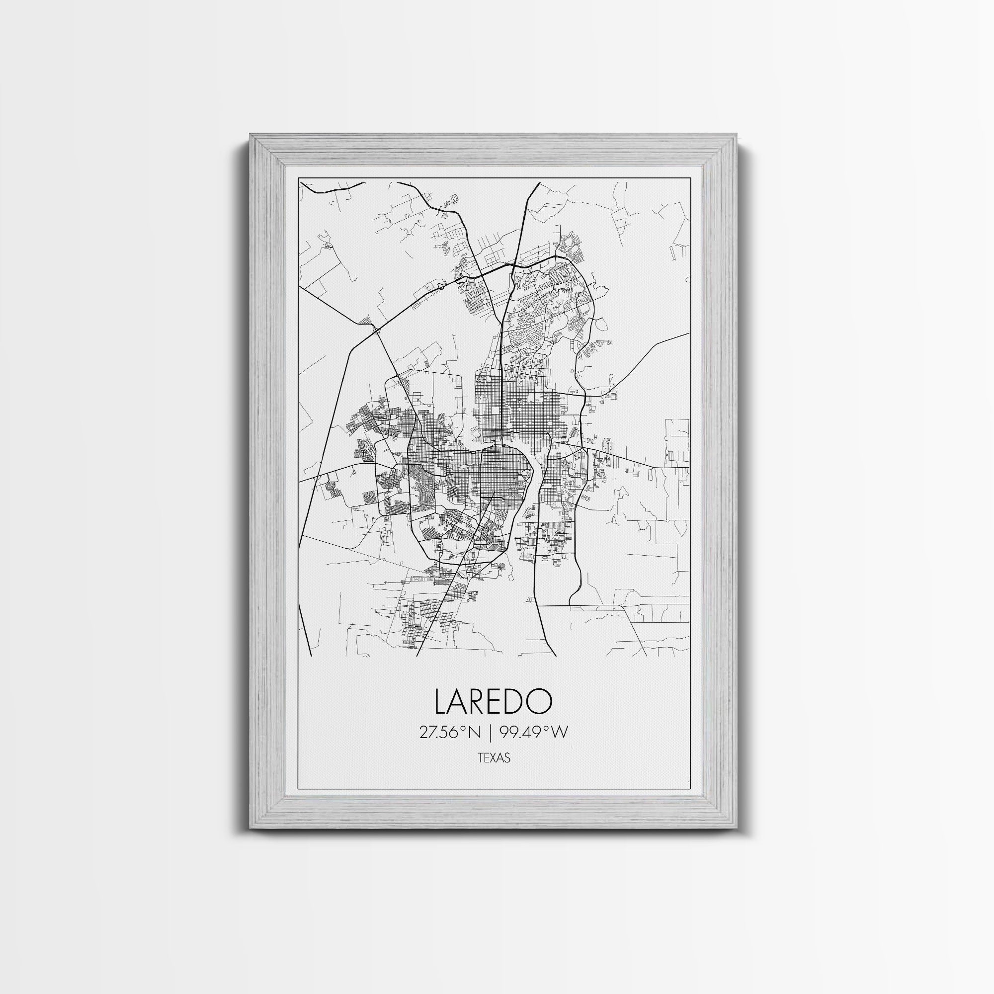 Laredo Street Map, Texas Map, City Map Art, Modern Wall Art, Wall Art, Canvas Print, City Wall Art, Wall Hanging, Gifts For Him, Travel Art