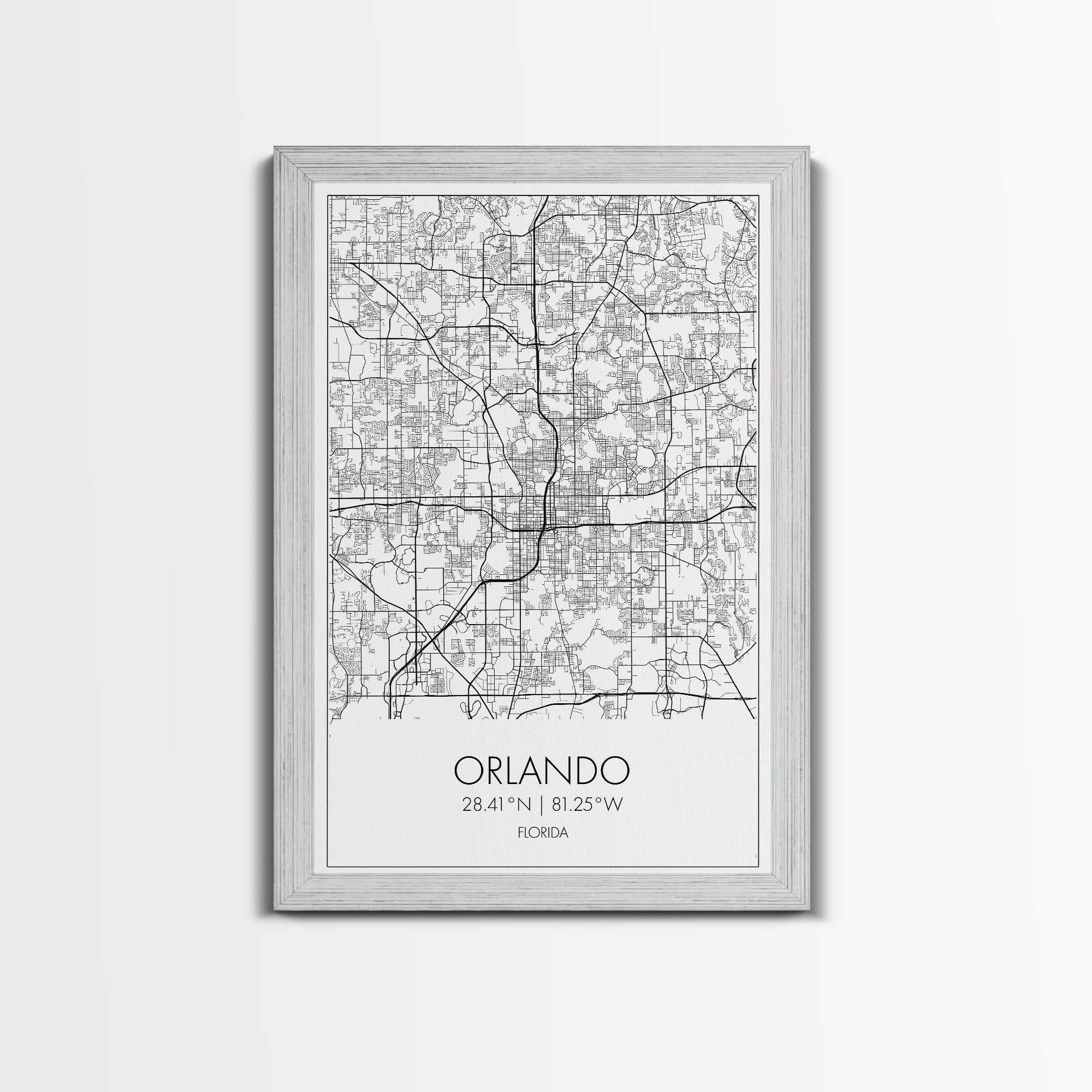 Orlando Street Map, Florida Map, City Map Art, Modern Art, Wall Art, Canvas Print, Master Bedroom Décor, Aviation Gifts, Travel Wall Art