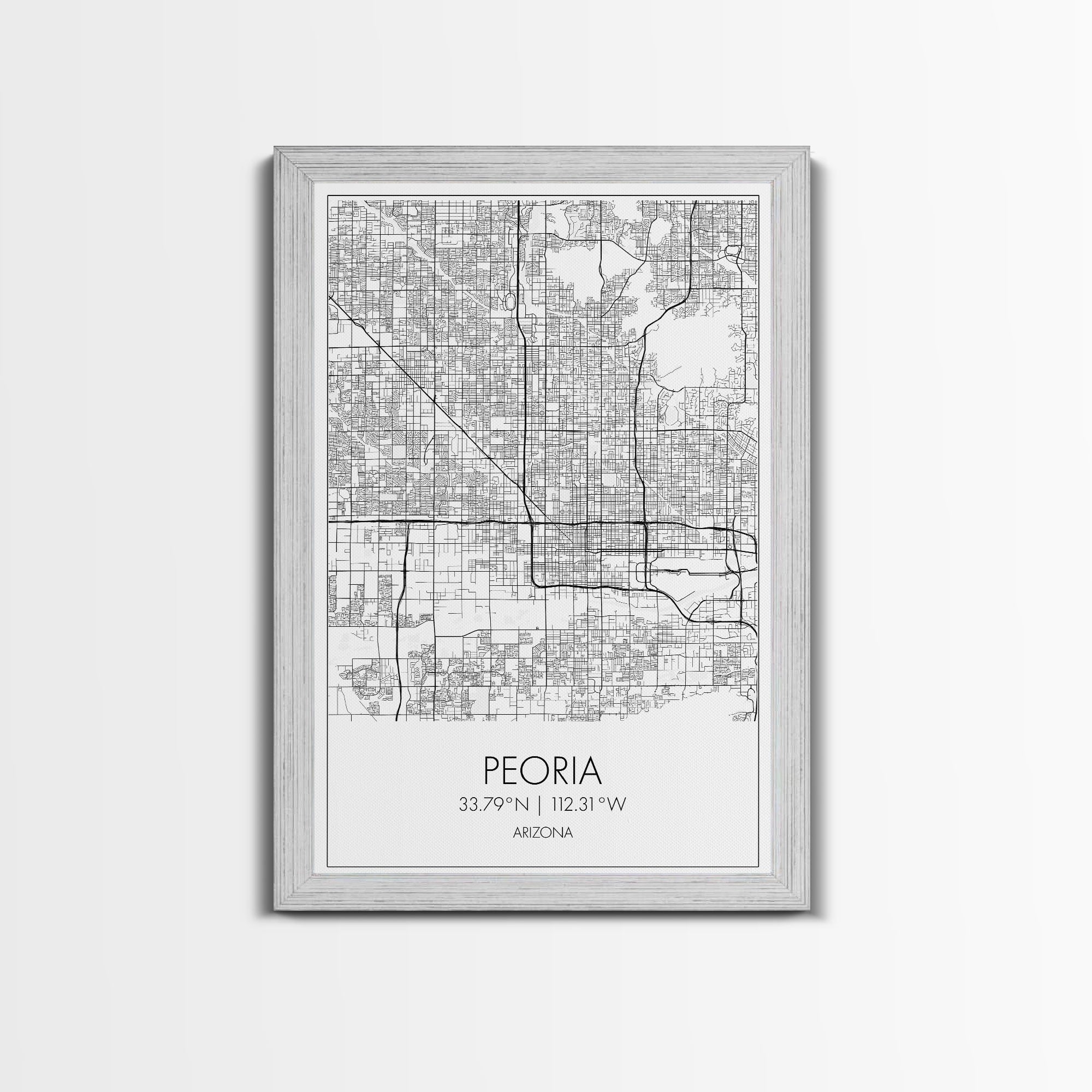 Peoria Street Map, Arizona Map, City Map Art, Minimalist Art, Wall Art, Canvas Print, Living Room Wall Art, Travel Gifts For Men, Travel Art