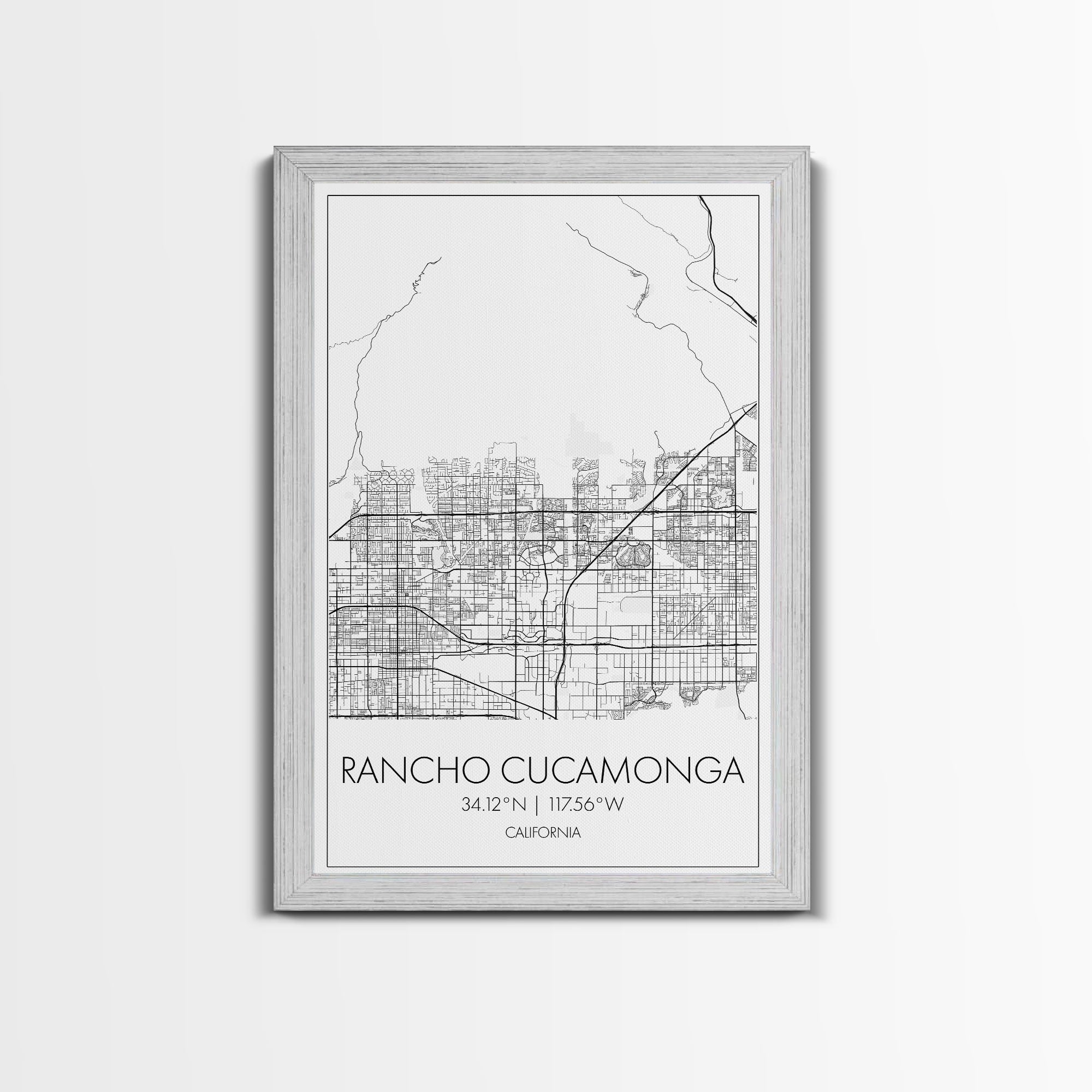 Rancho Cucamonga Street Map, California Map, City Map Art, Minimalist Art, Wall Art, Canvas Print, Office Wall Art, Bon Voyage Gift