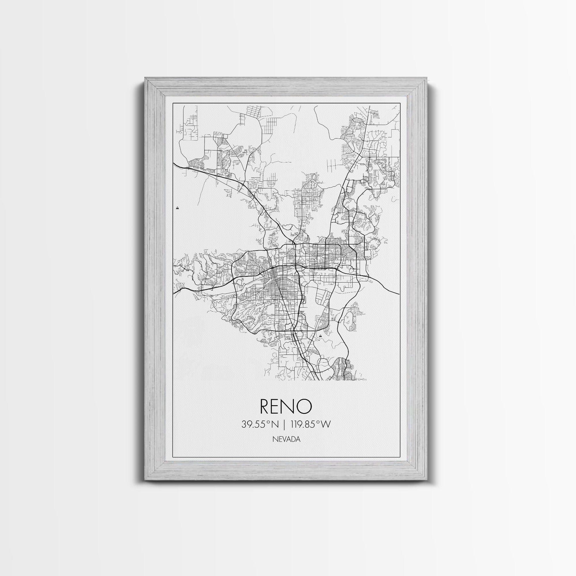 Reno Street Map, Nevada Map, City Map Art, Minimalist Art, Wall Art, Canvas Print, Girls Room Décor, Traveler Gift, Travel Art Print