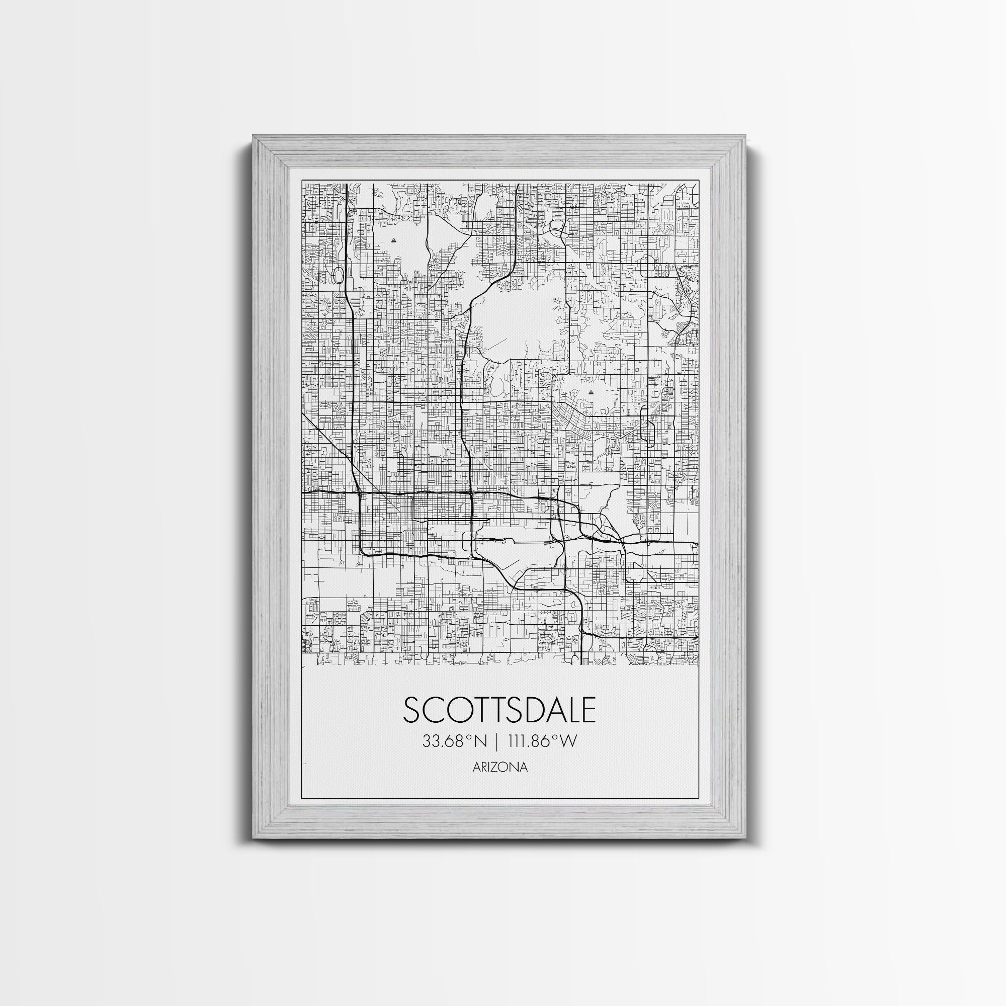 Scottsdale Street Map, Arizona Map, City Map Print, Minimalist Art, Wall Art, Canvas Print, Home Office Art, Gift For Her, Travel Wall Print