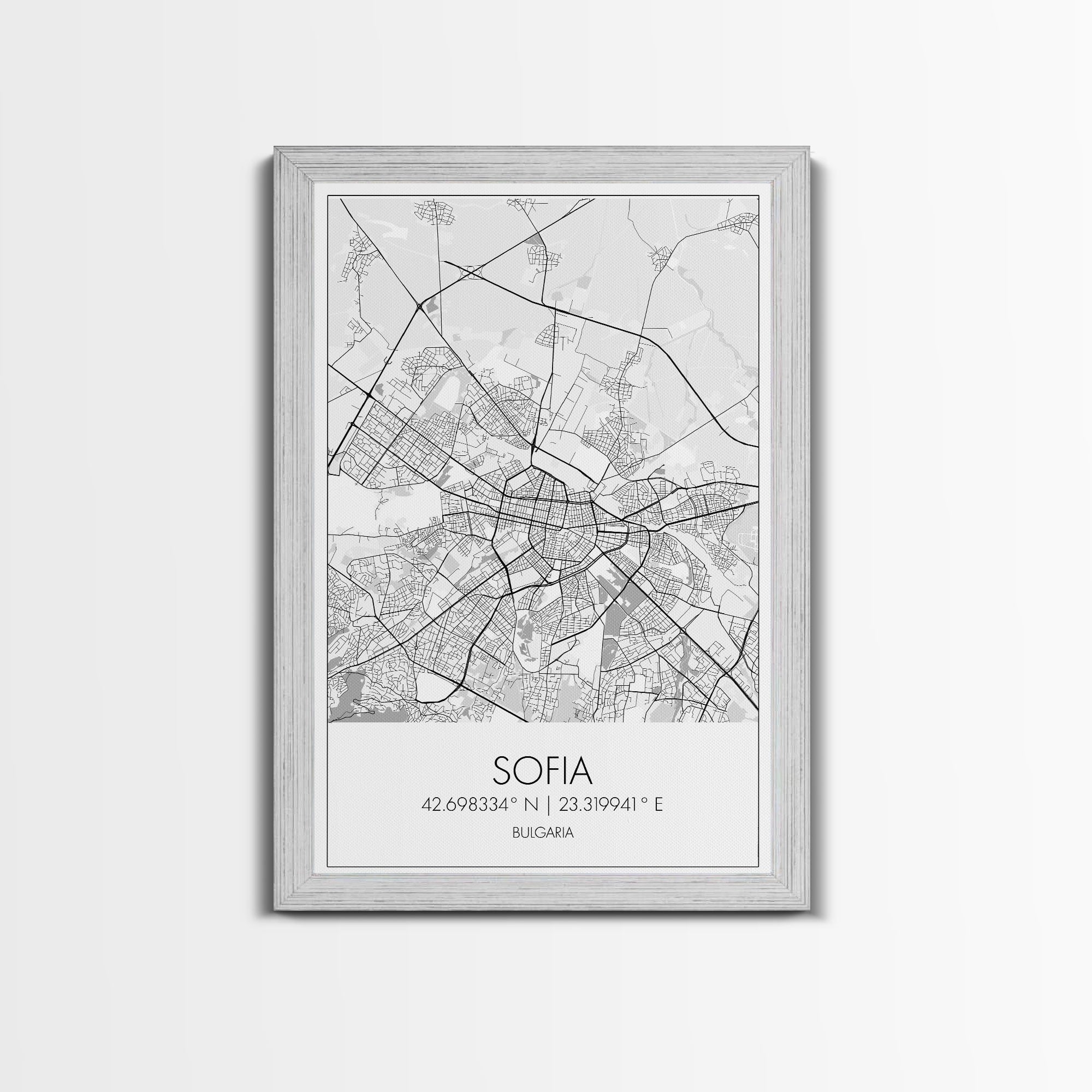 Sofia Street Map, Bulgaria Map, City Map Print, Minimalist Art, Wall Art, Canvas Print, Home Office Wall Art, Friend Gift, Travel Print