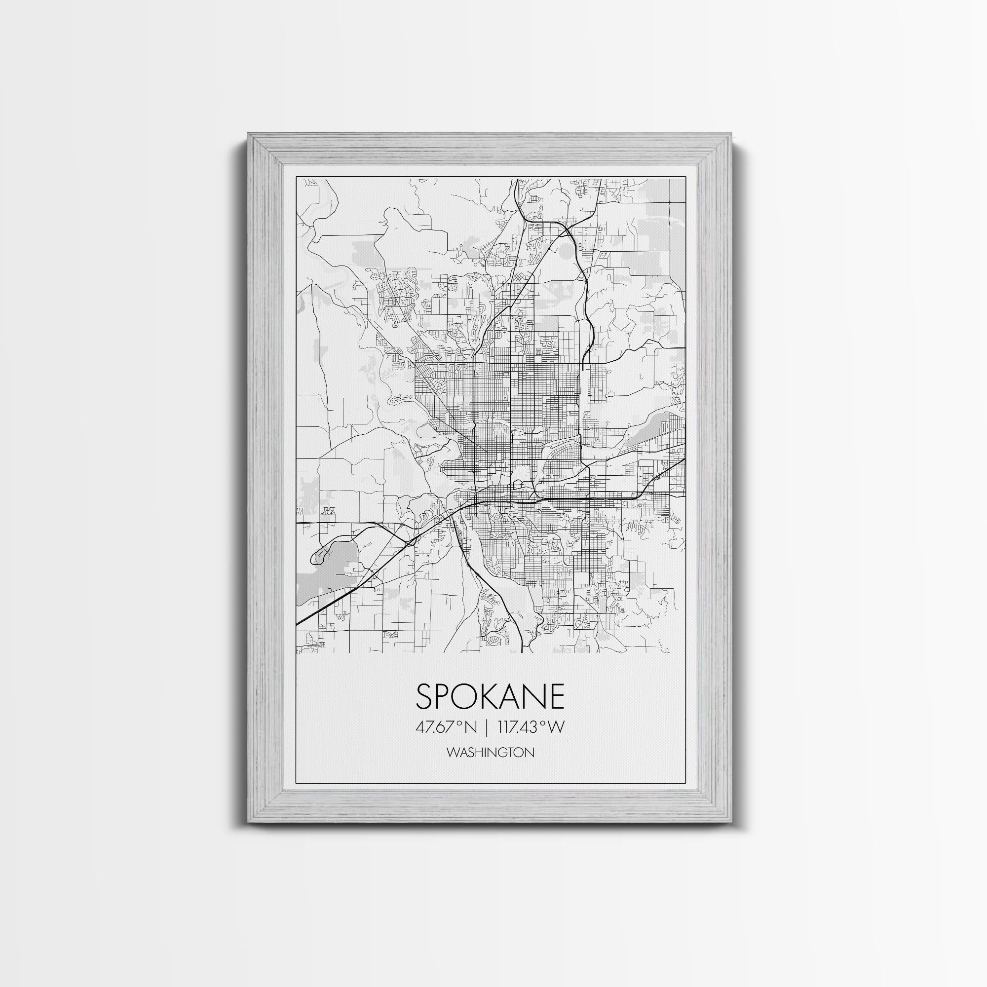 Spokane Street Map, Washington Map, City Map Print, Minimalist Art, Wall Art, Canvas Print, Living Room Wall Art, Pilot Gifts, Travel Décor