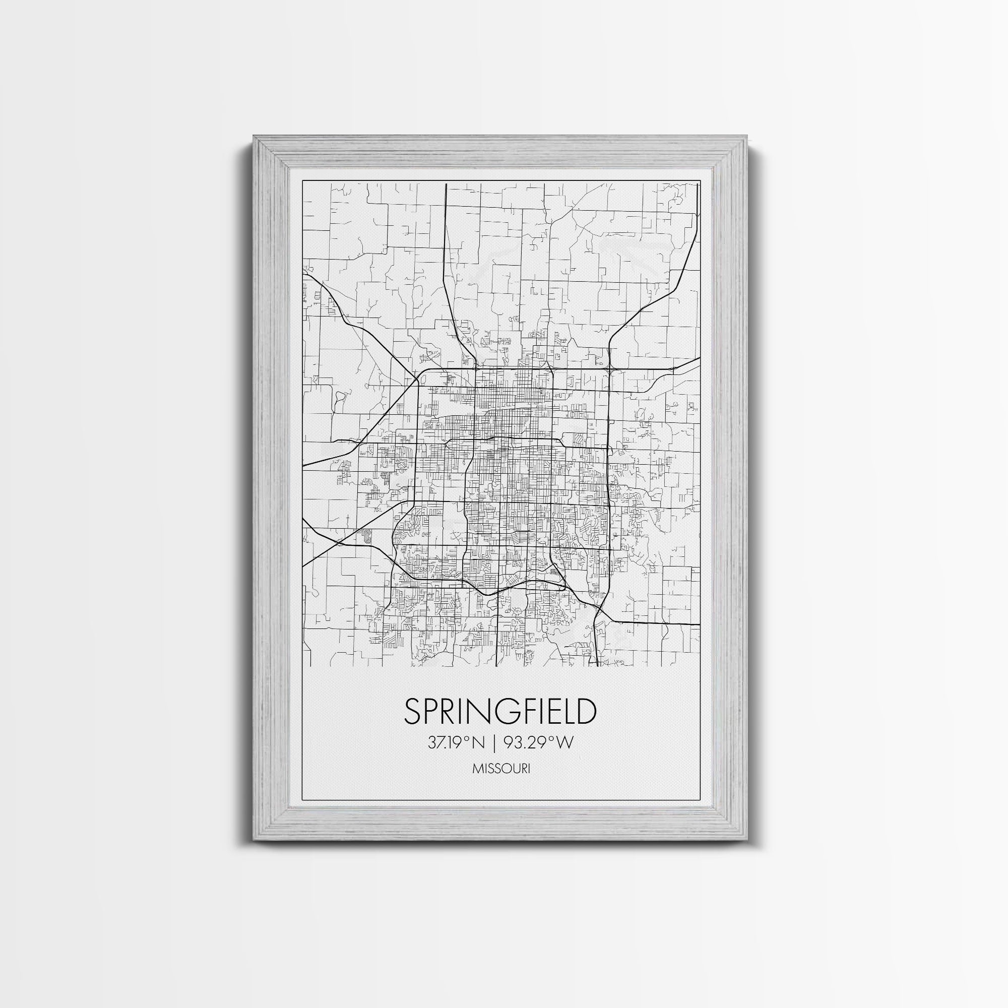 Springfield Street Map, Missouri Map, City Map Print, Modern Wall Art, Wall Art, Canvas Print, Bedroom Wall Décor, Gifts For Couple