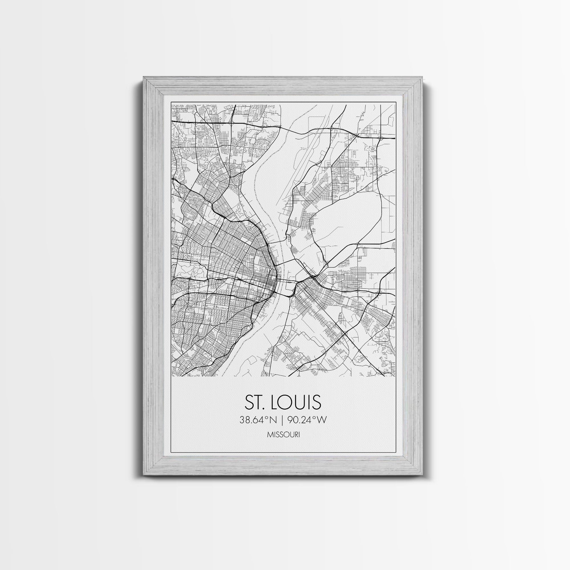 St Louis Street Map, Missouri Map, City Map Print, Modern Wall Art, Wall Art, Canvas Print, Dorm Room Décor, Travel Lover Gift, Travel Art