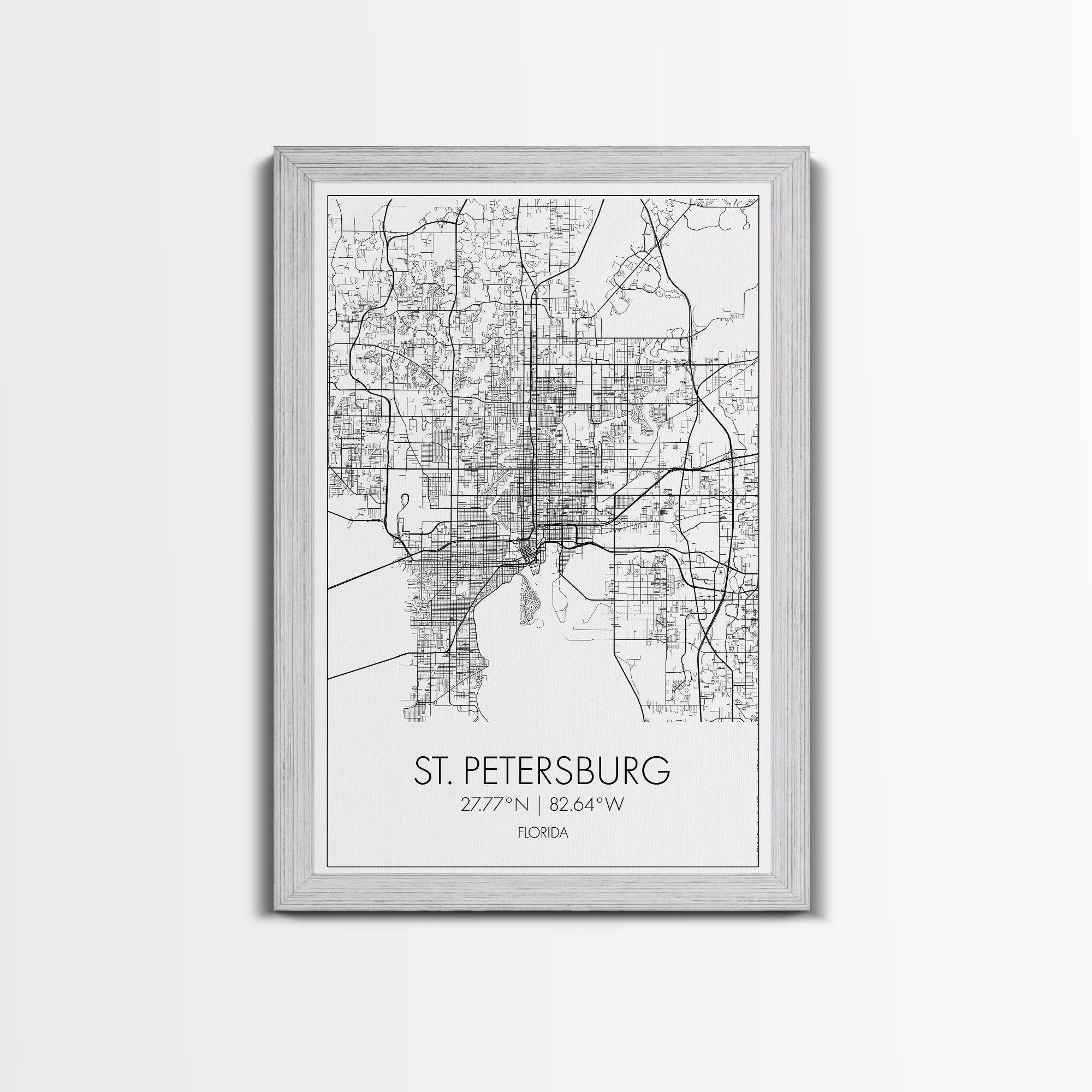 St Petersburg Street Map, Florida Map, City Map Print, Modern Wall Art, Wall Art, Canvas Print, Office Wall Art, Bon Voyage Gift, Travel Art