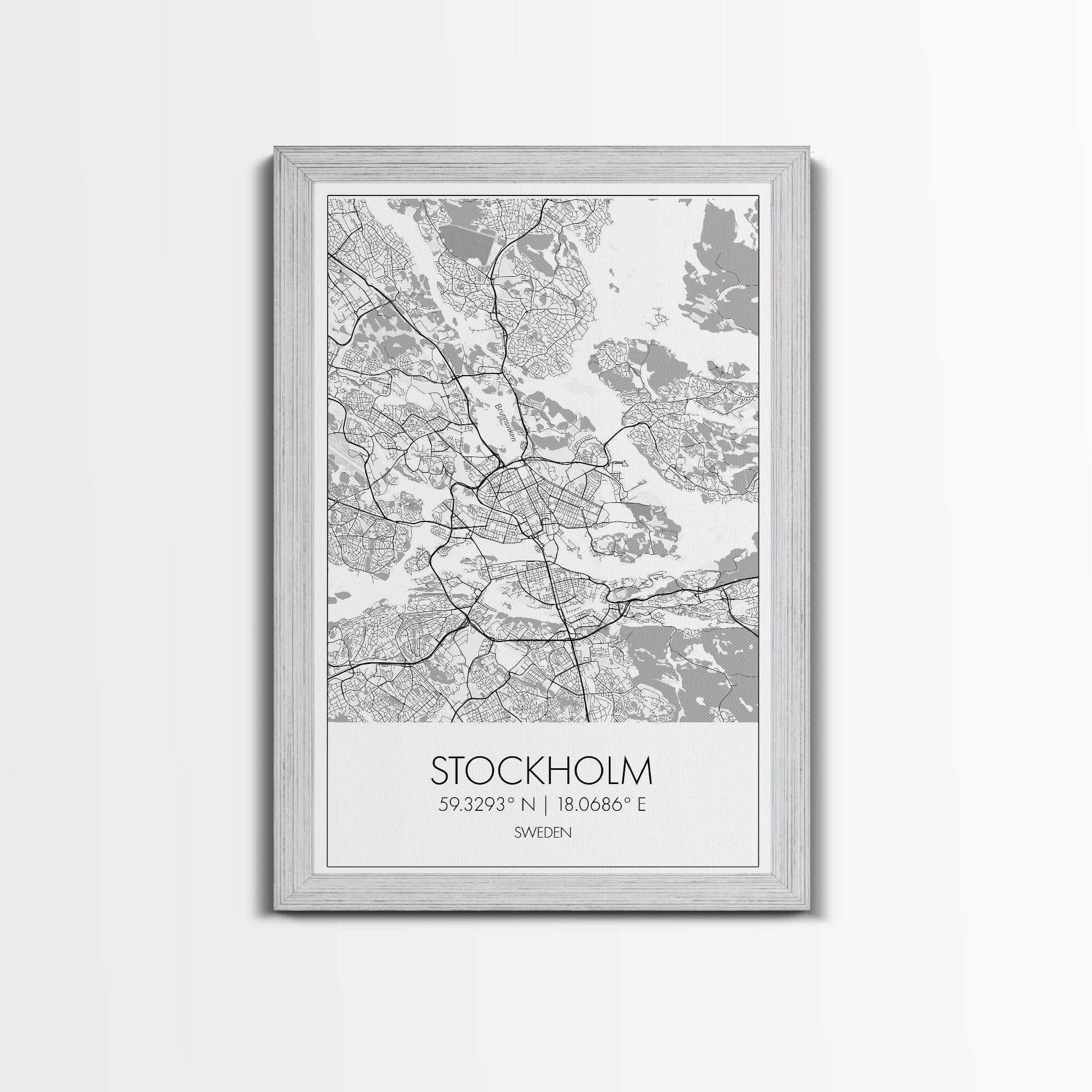 Stockholm Street Map, Sweden Map, Europe City Map Print, Modern Wall Art, Wall Art, Canvas Print, Dorm Room Décor, Wedding Gifts, Travel Art