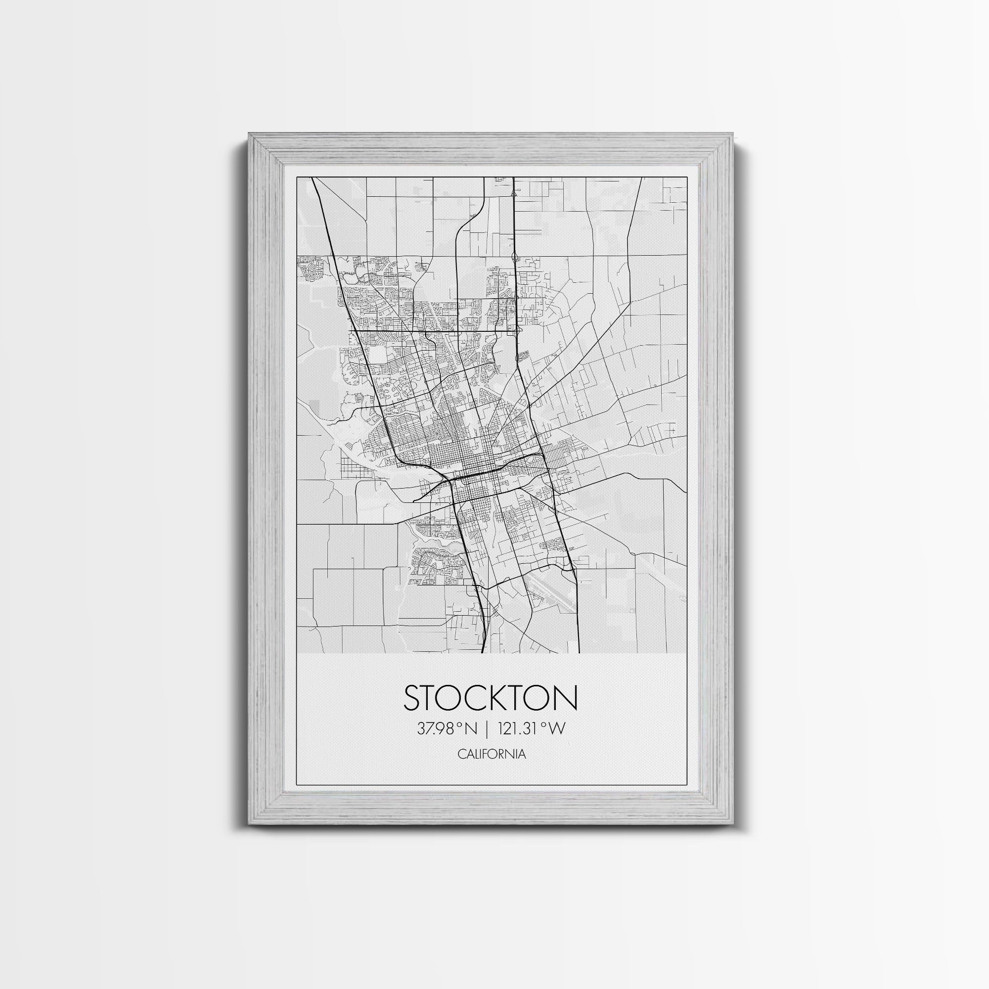 Stockton Street Map, California Map, City Map Print, Modern Wall Art, Wall Art, Canvas Print, Girls Room Décor, Gifts For Dad