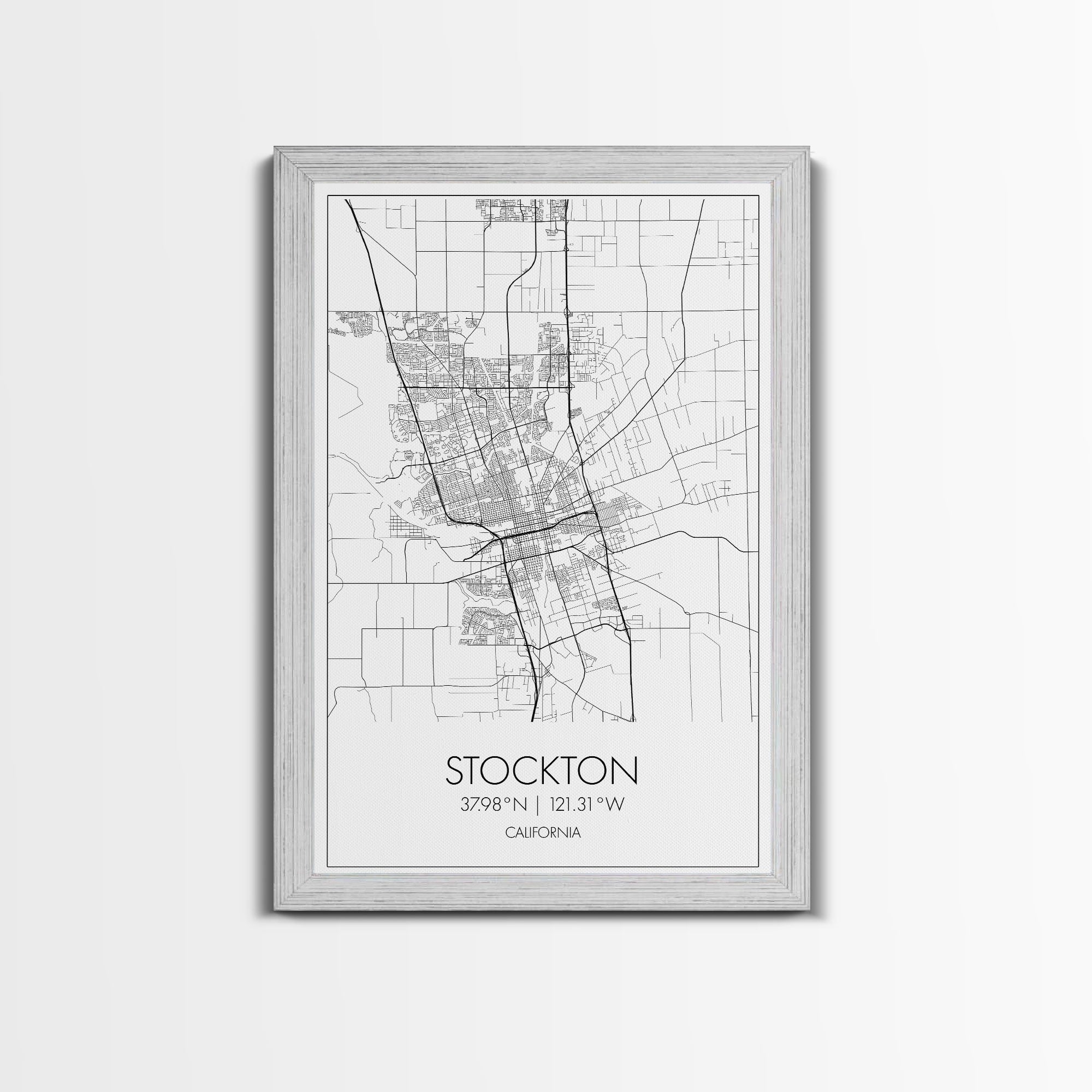 Stockton Street Map, California Map, City Map Print, Modern Wall Art, Wall Art, Canvas Print, Boyfriend Gift, Travel Wall Décor, Art Print